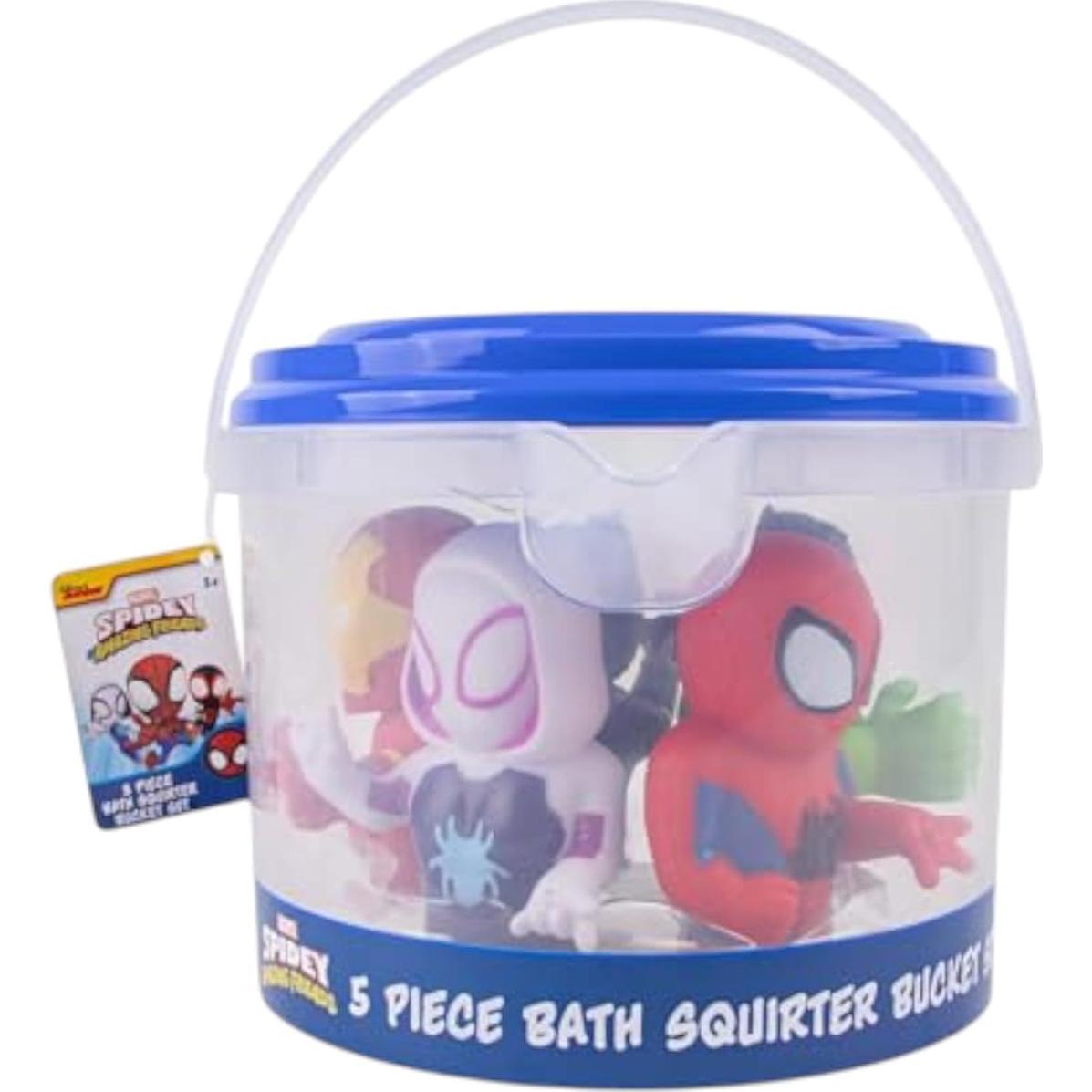 Set de Juguetes de Baño Spidey y Amigos - 6 Piezas con Cubo