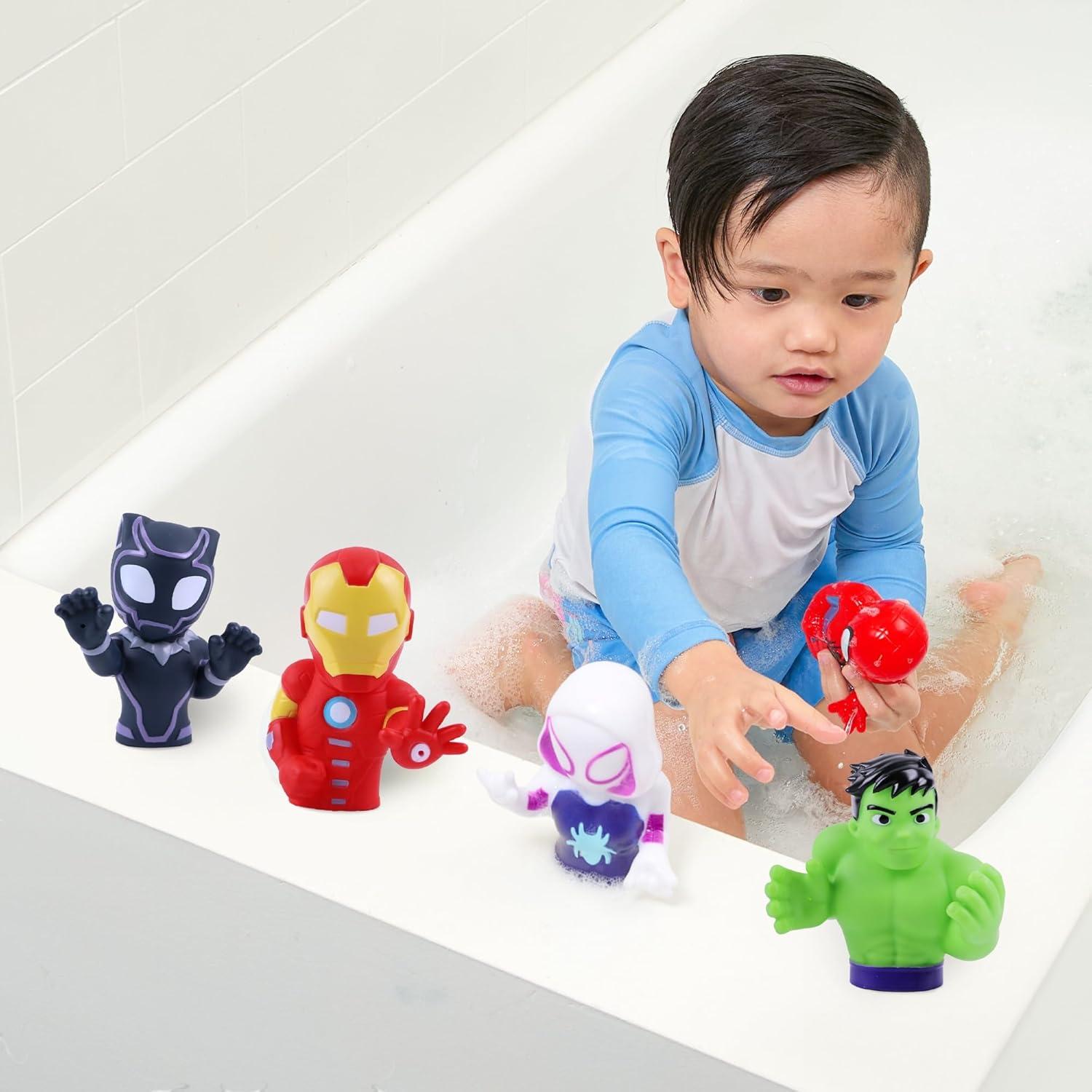Set de Juguetes de Baño Spidey y Amigos - 6 Piezas con Cubo