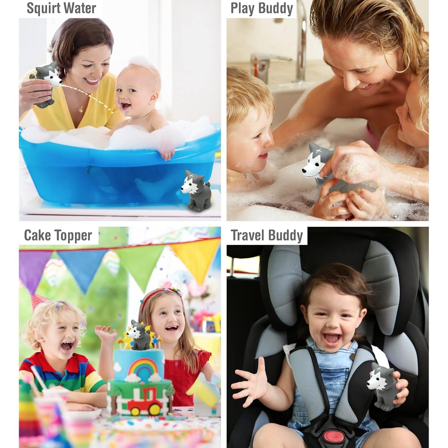 Juguete de Baño Flotante Lobo DolliBu - 7.62 cm, Goma Segura