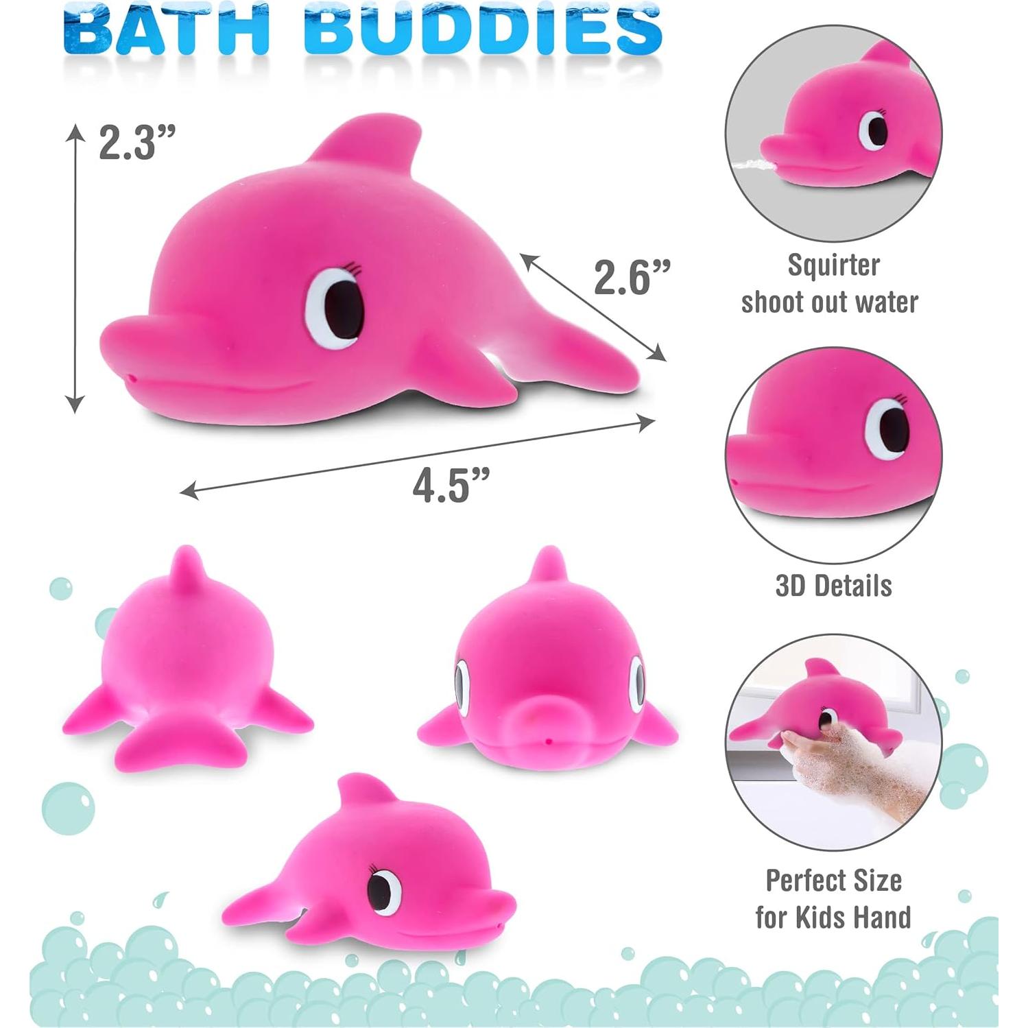 DolliBu Juguete de Baño Delfín Rosa Flotante para Niños