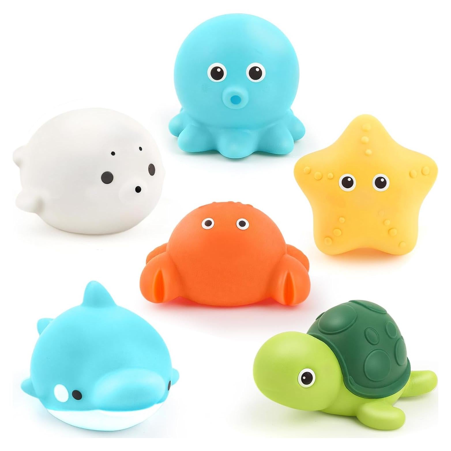 Juguetes de Baño PUPTILY Paquete de 6 Sin Agujeros para Bebés