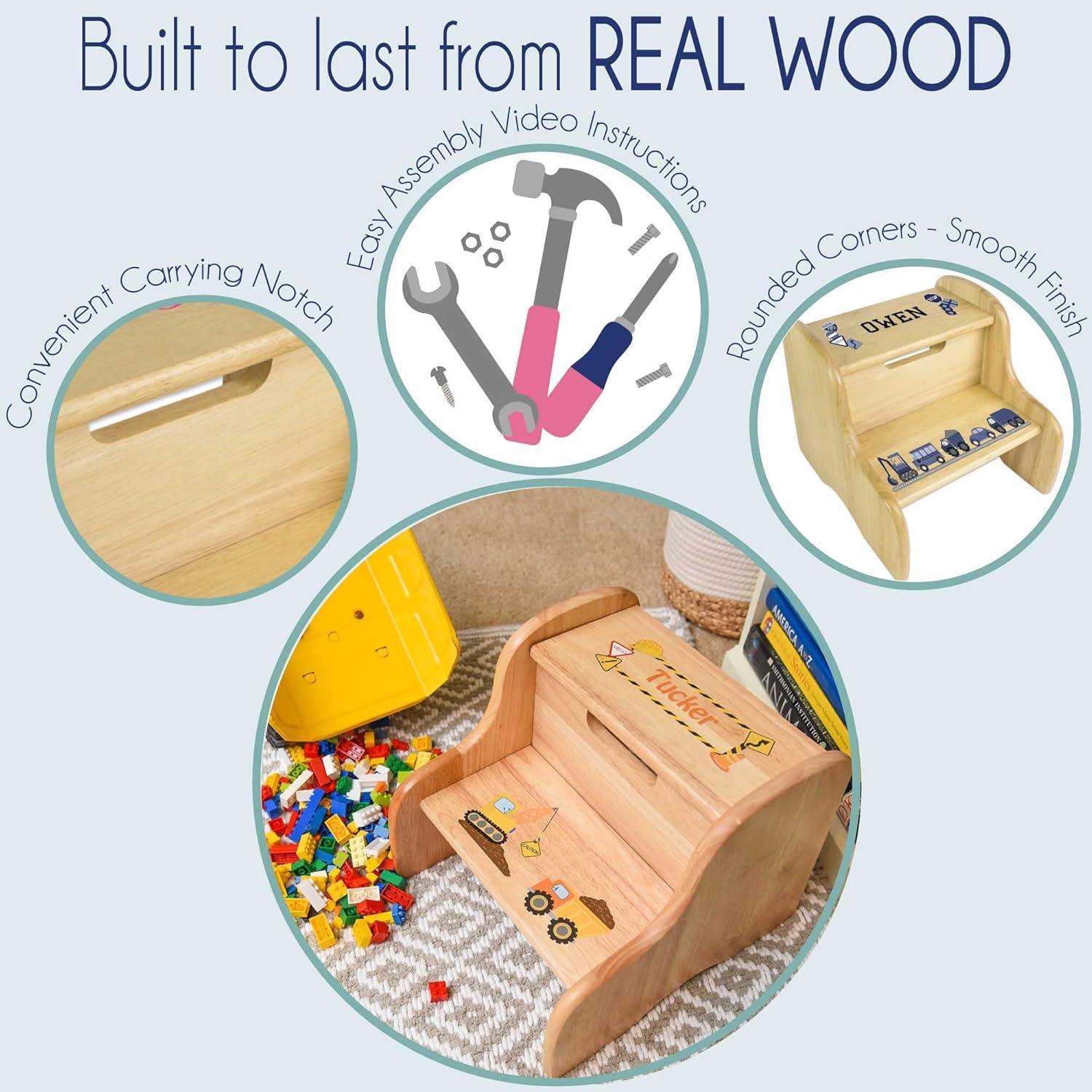 Escalera de Dos Pasos Personalizada My Bambino en Madera Natural