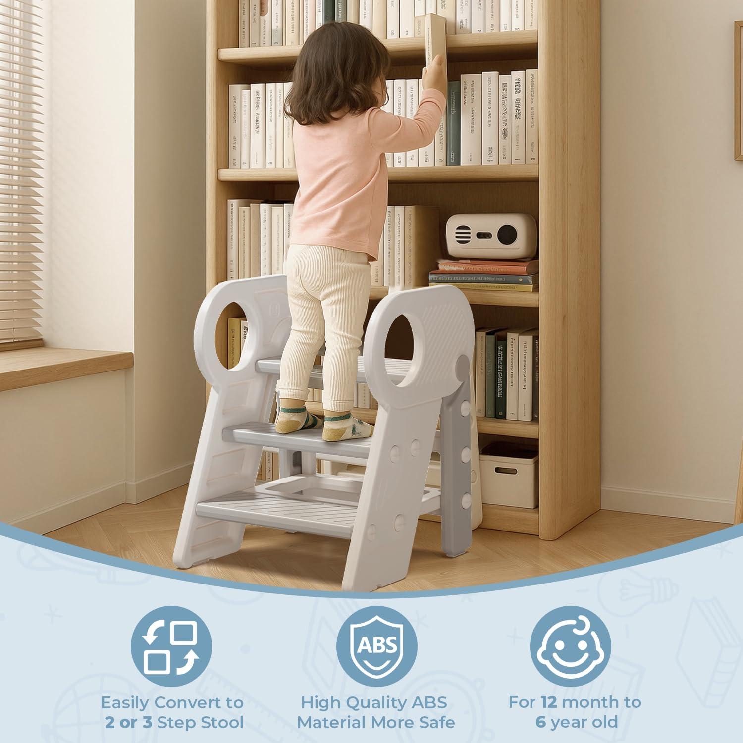 Taburete Ajustable Esemoil para Niños 3 Pasos Antideslizante