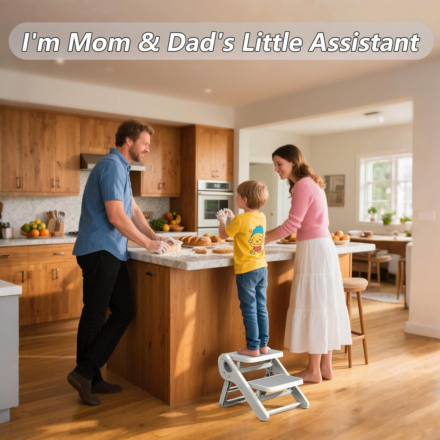 Escalera Plegable para Niños iNeibo 2 Pasos Antideslizante Gris