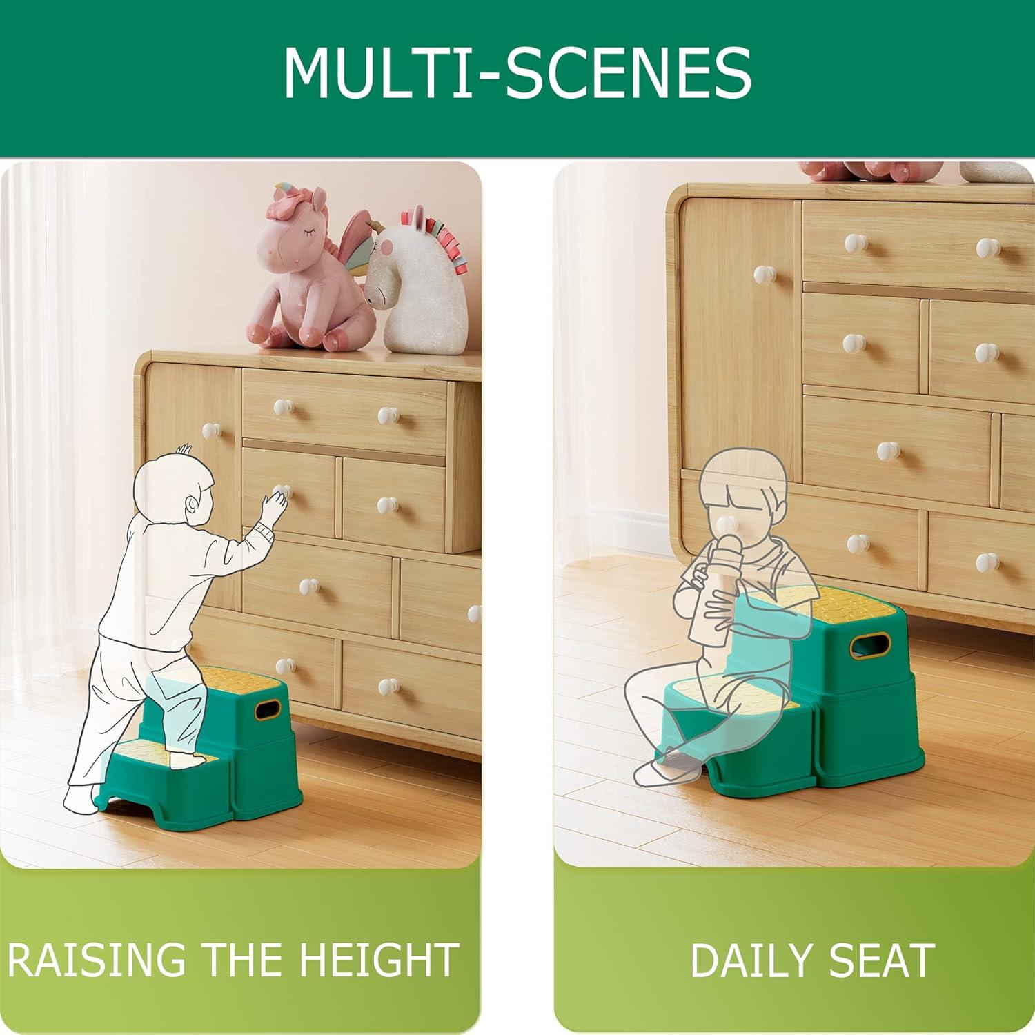 Escalera de 2 Pasos HOMKO para Niños Verde Antideslizante