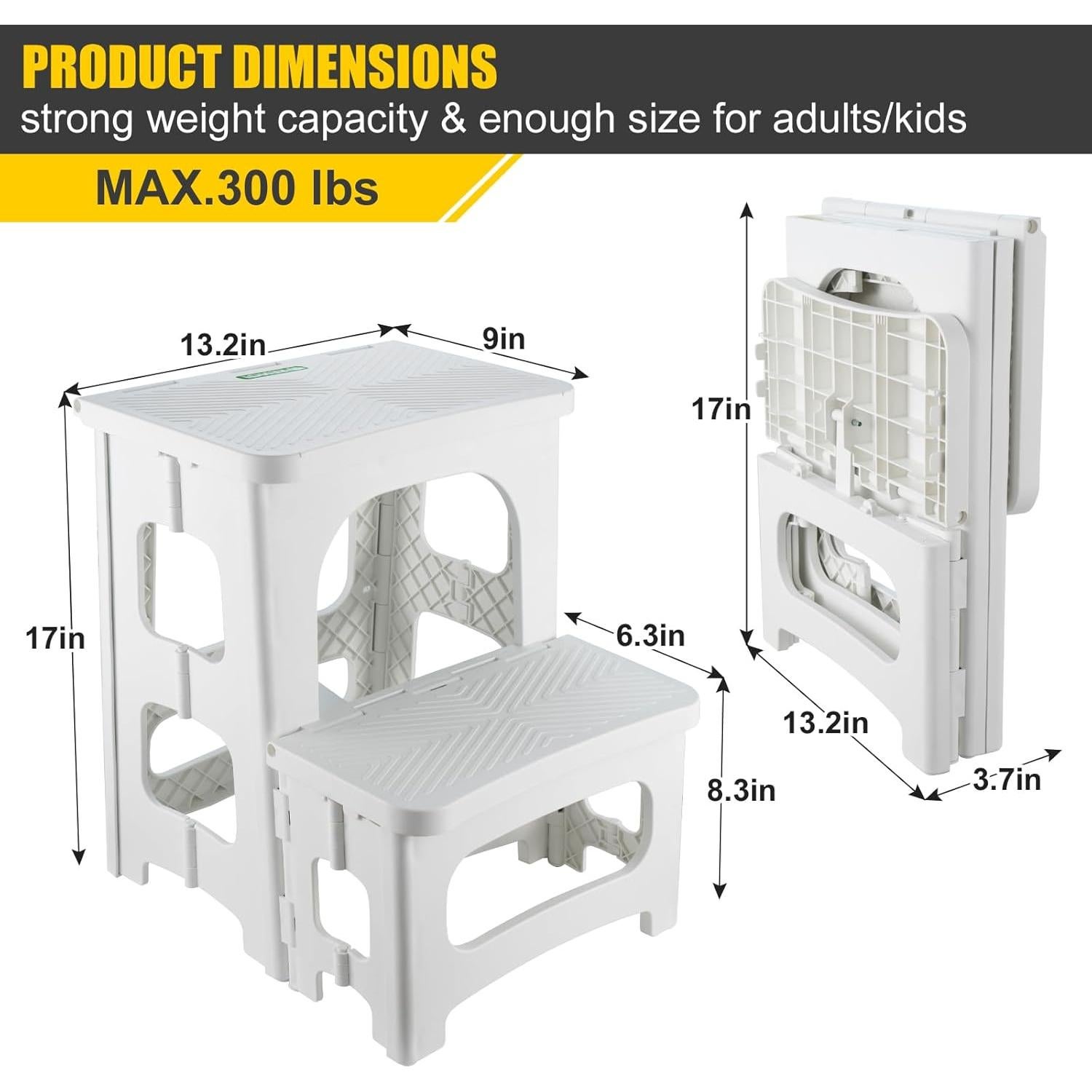 Escalera Plegable 2 Pasos SENQI Antideslizante 136 Kg Blanca