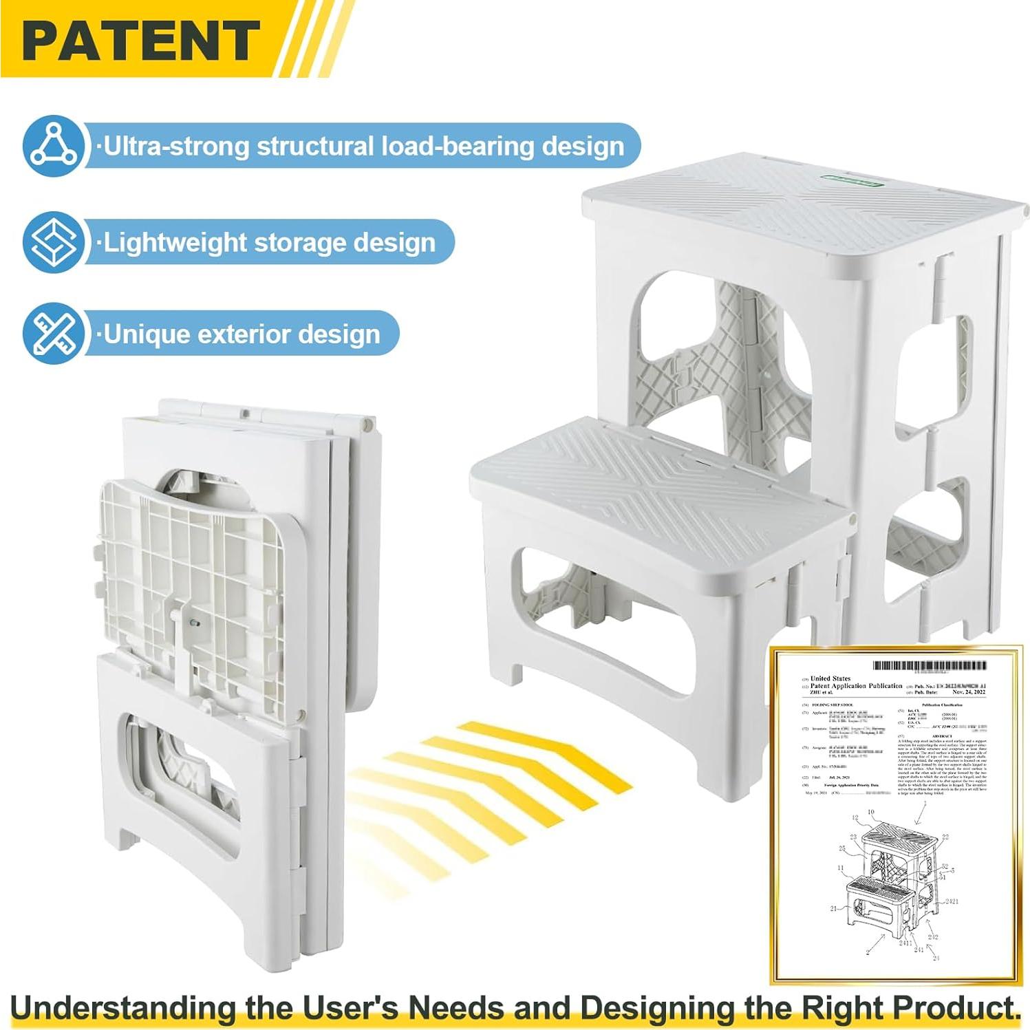 Escalera Plegable 2 Pasos SENQI Antideslizante 136 Kg Blanca