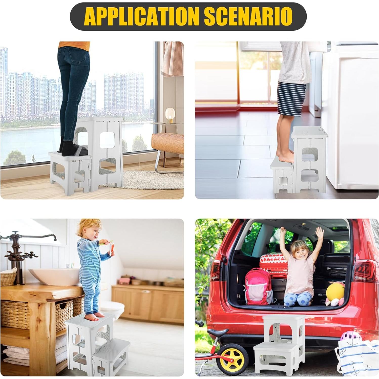 Escalera Plegable 2 Pasos SENQI Antideslizante 136 Kg Blanca