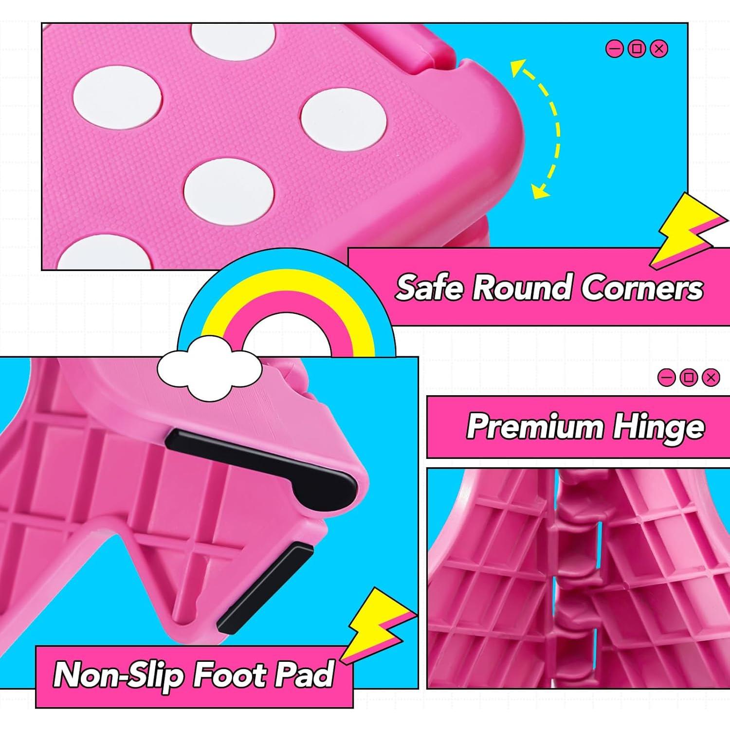 Taburete Plegable Delxo Rosa 22.86 cm Antideslizante 136 kg