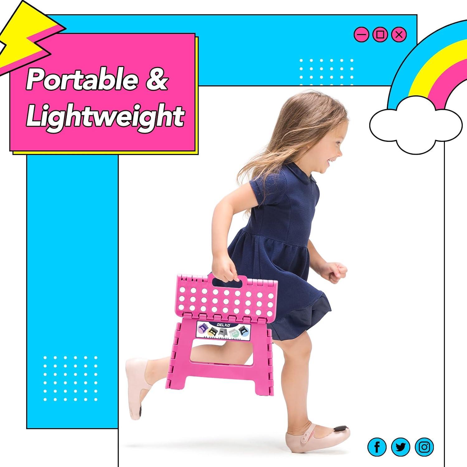 Taburete Plegable Delxo Rosa 22.86 cm Antideslizante 136 kg