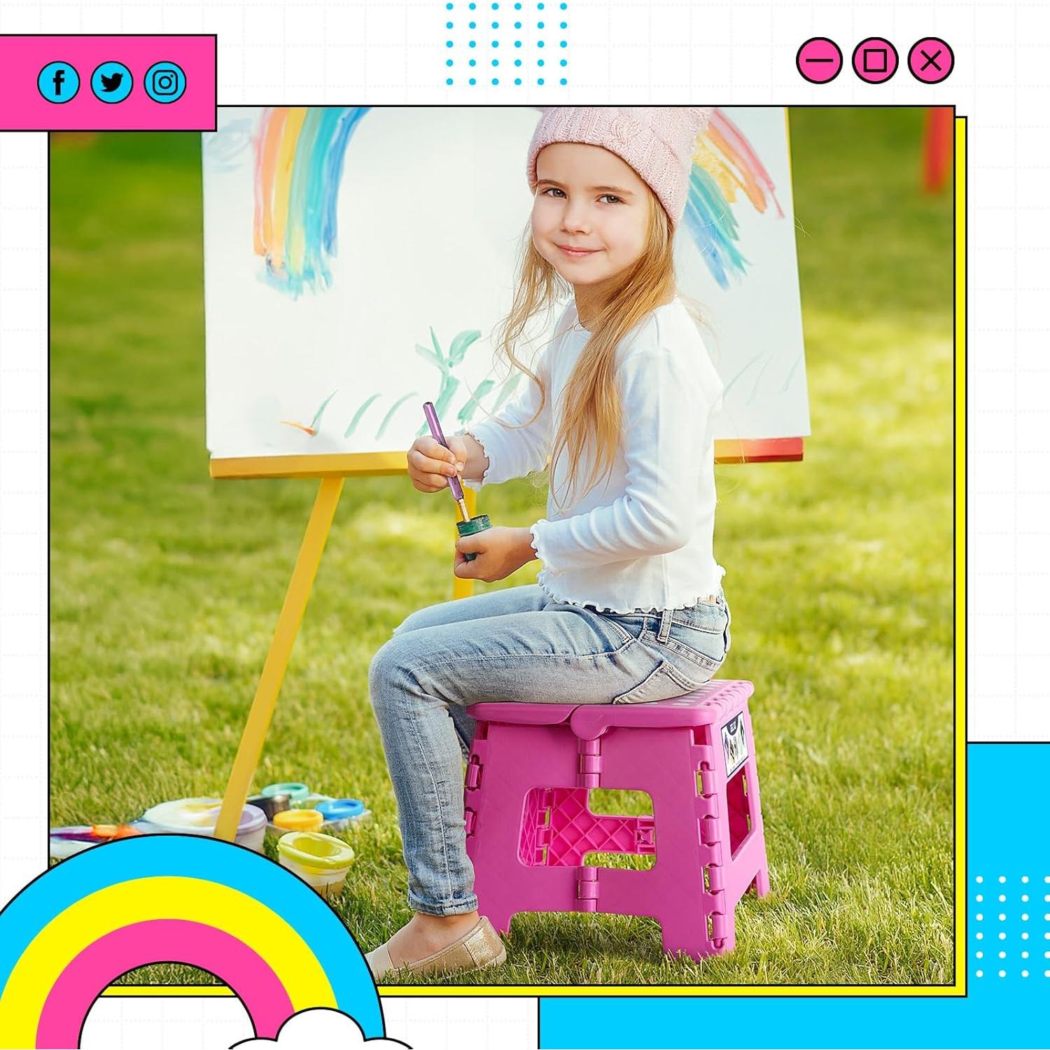 Taburete Plegable Delxo Rosa 22.86 cm Antideslizante 136 kg