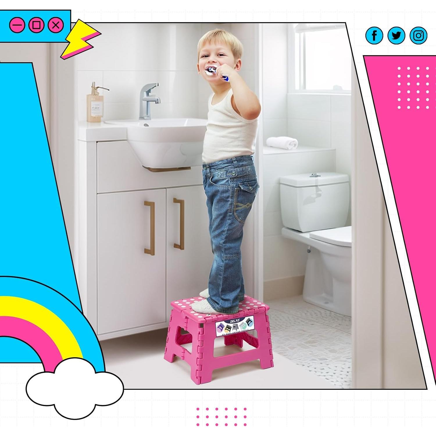 Taburete Plegable Delxo Rosa 22.86 cm Antideslizante 136 kg