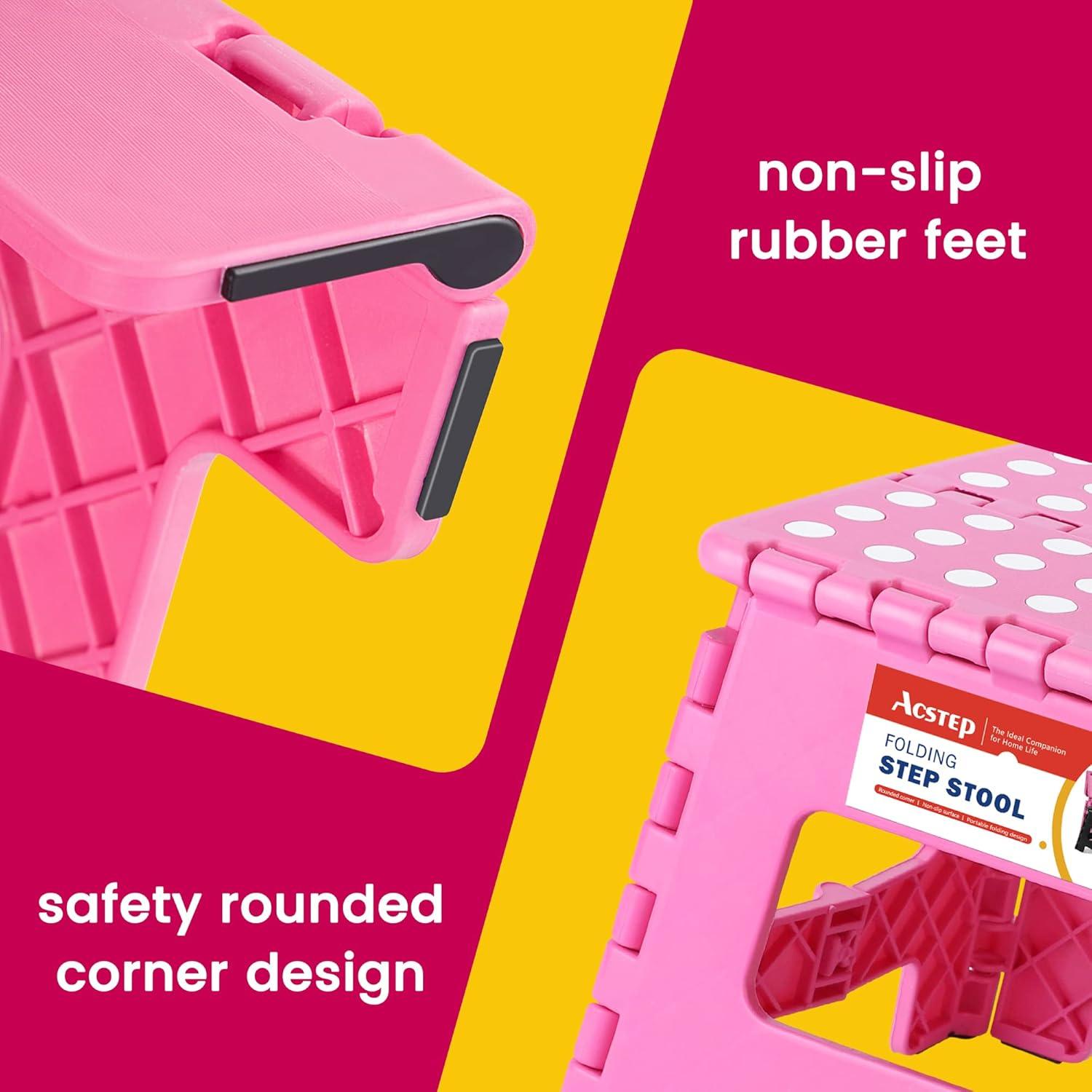 Taburete Plegable ACSTEP Rosa 22.9 cm Altura 136 kg Capacidad