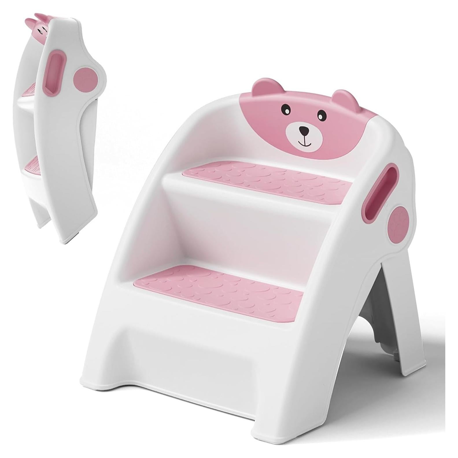 Taburete Plegable Antideslizante Joyingbaby Rosa 2 Pasos