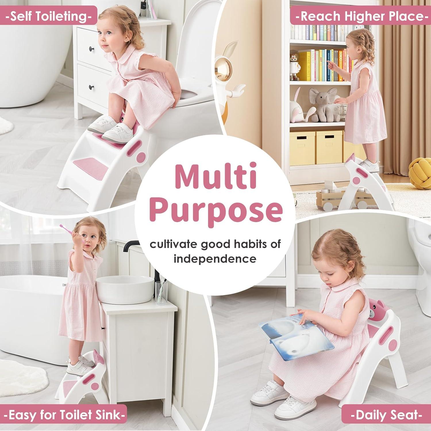 Taburete Plegable Antideslizante Joyingbaby Rosa 2 Pasos