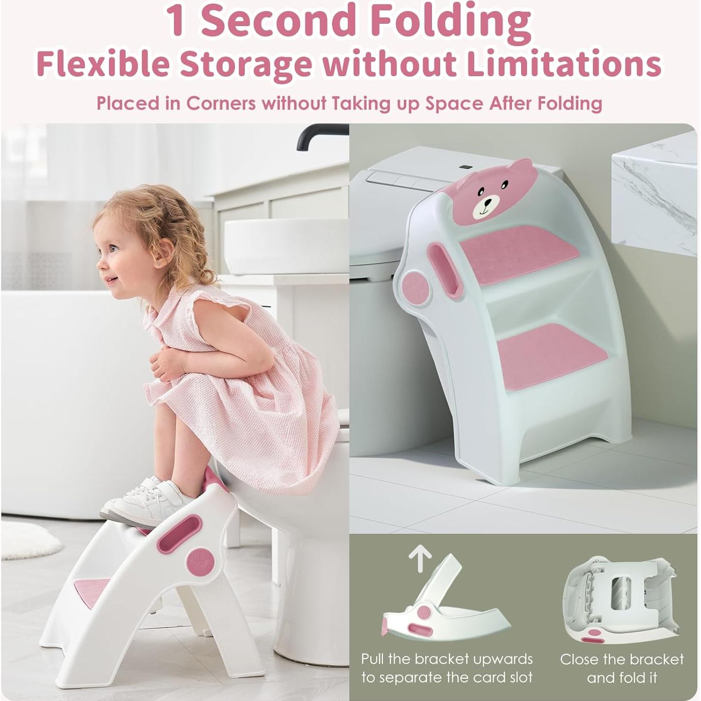 Taburete Plegable Antideslizante Joyingbaby Rosa 2 Pasos