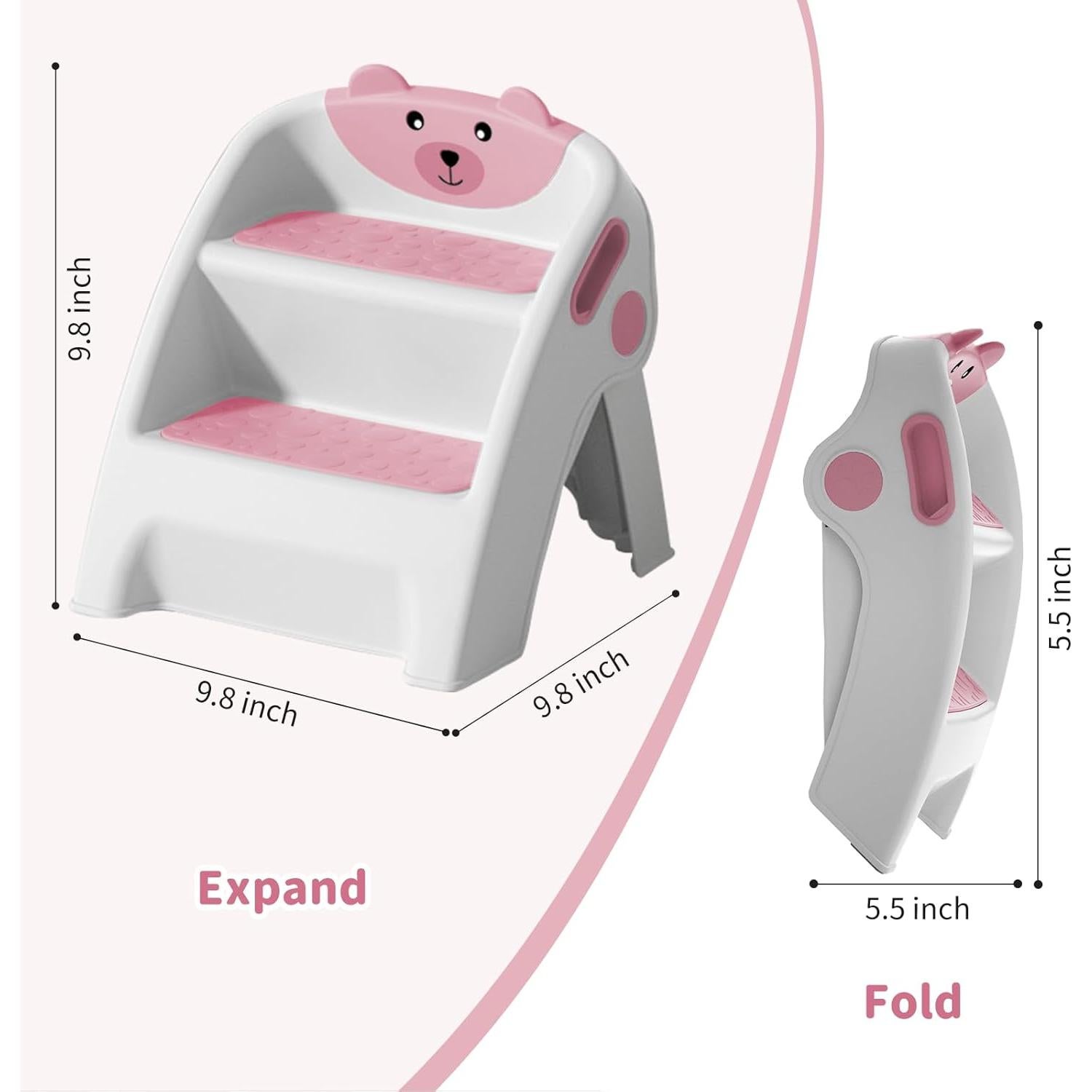 Taburete Plegable Antideslizante Joyingbaby Rosa 2 Pasos
