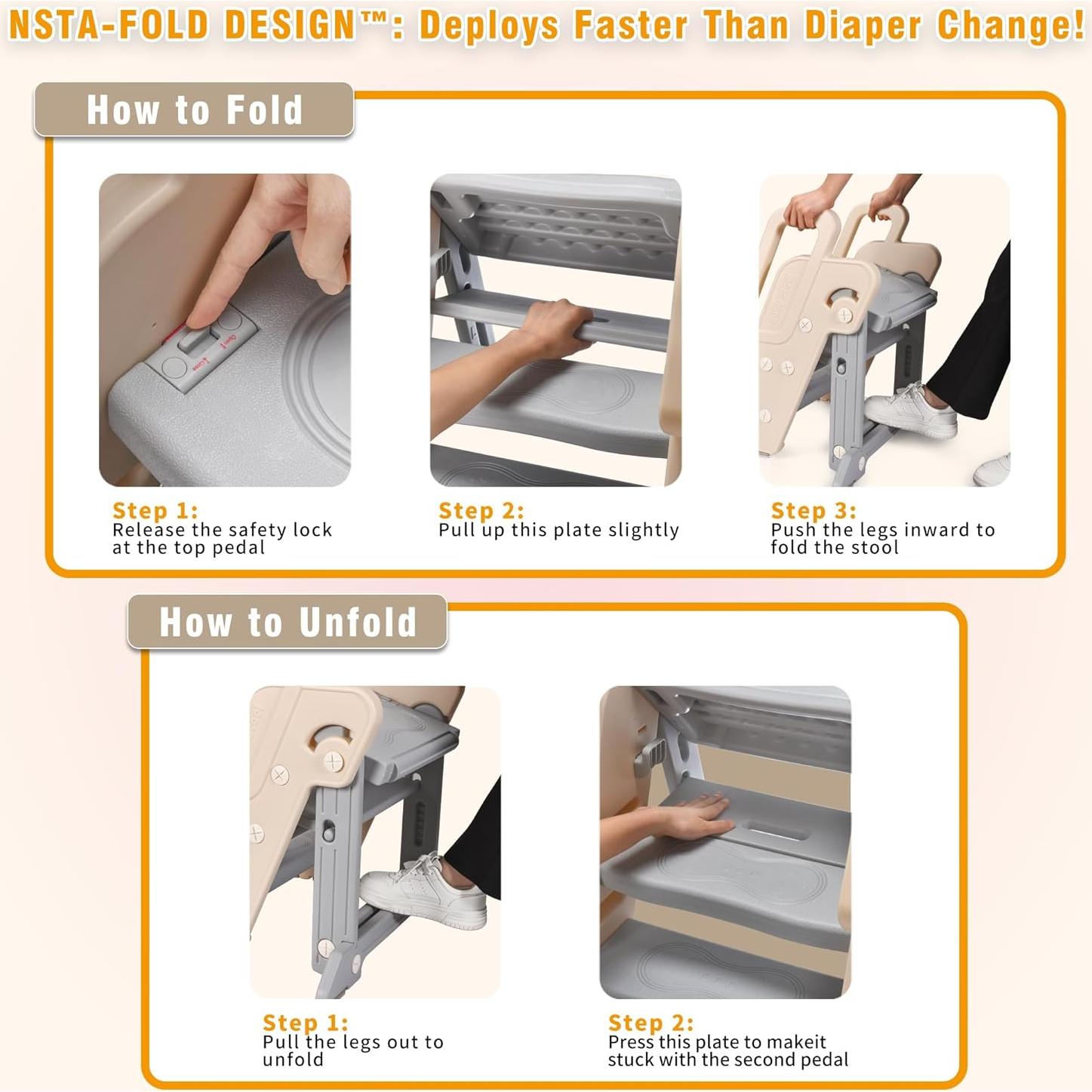 Escalera Plegable para Niños XQIAO - 3 Escalones Antideslizante