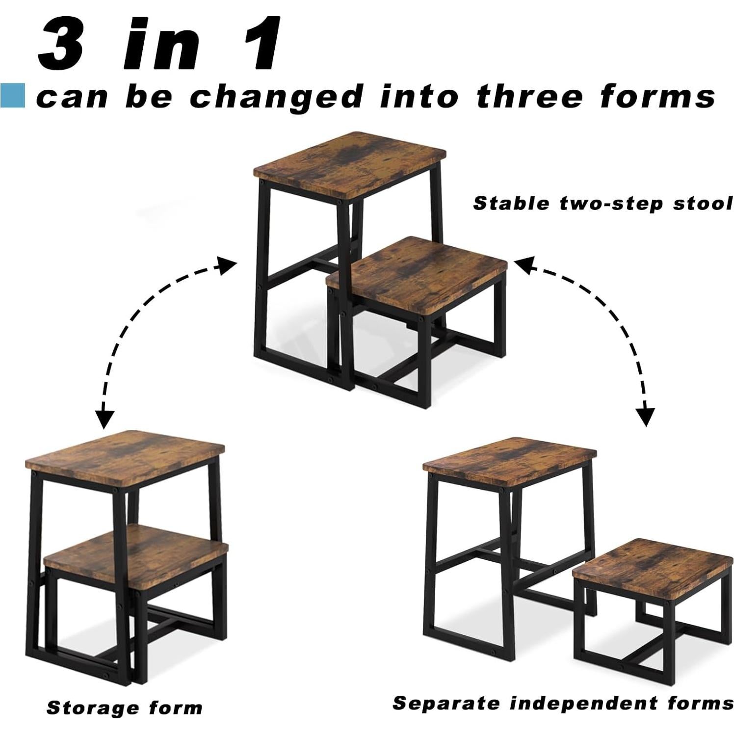 Escalera 3 en 1 iTsst de Madera 2 Peldaños 227kg Marrón