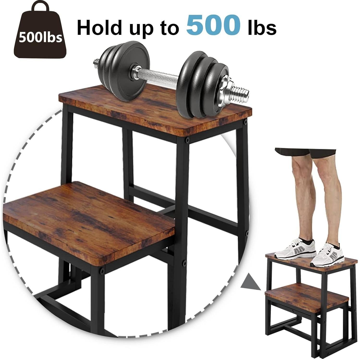 Escalera 3 en 1 iTsst de Madera 2 Peldaños 227kg Marrón