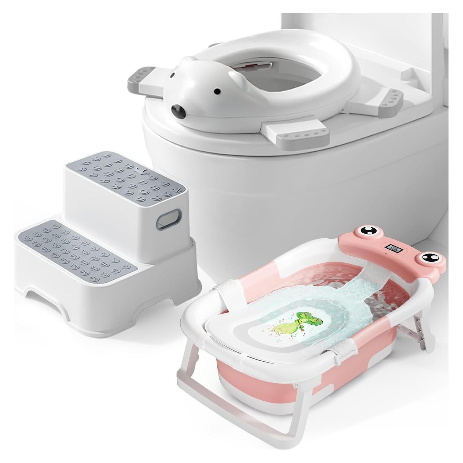 Conjunto de Regalos Baby Shower: Bañera Plegable y Inodoro Entrenamiento
