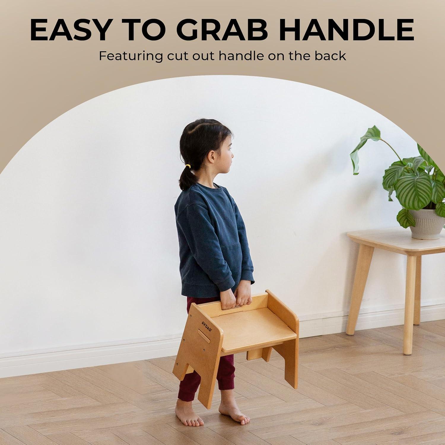 AVDAR Wooden Step Stool for Kids, 14” One Step Stool for Toddlers, Heavy Duty Non-tip Non-Slip for Bedroom/Kitchen