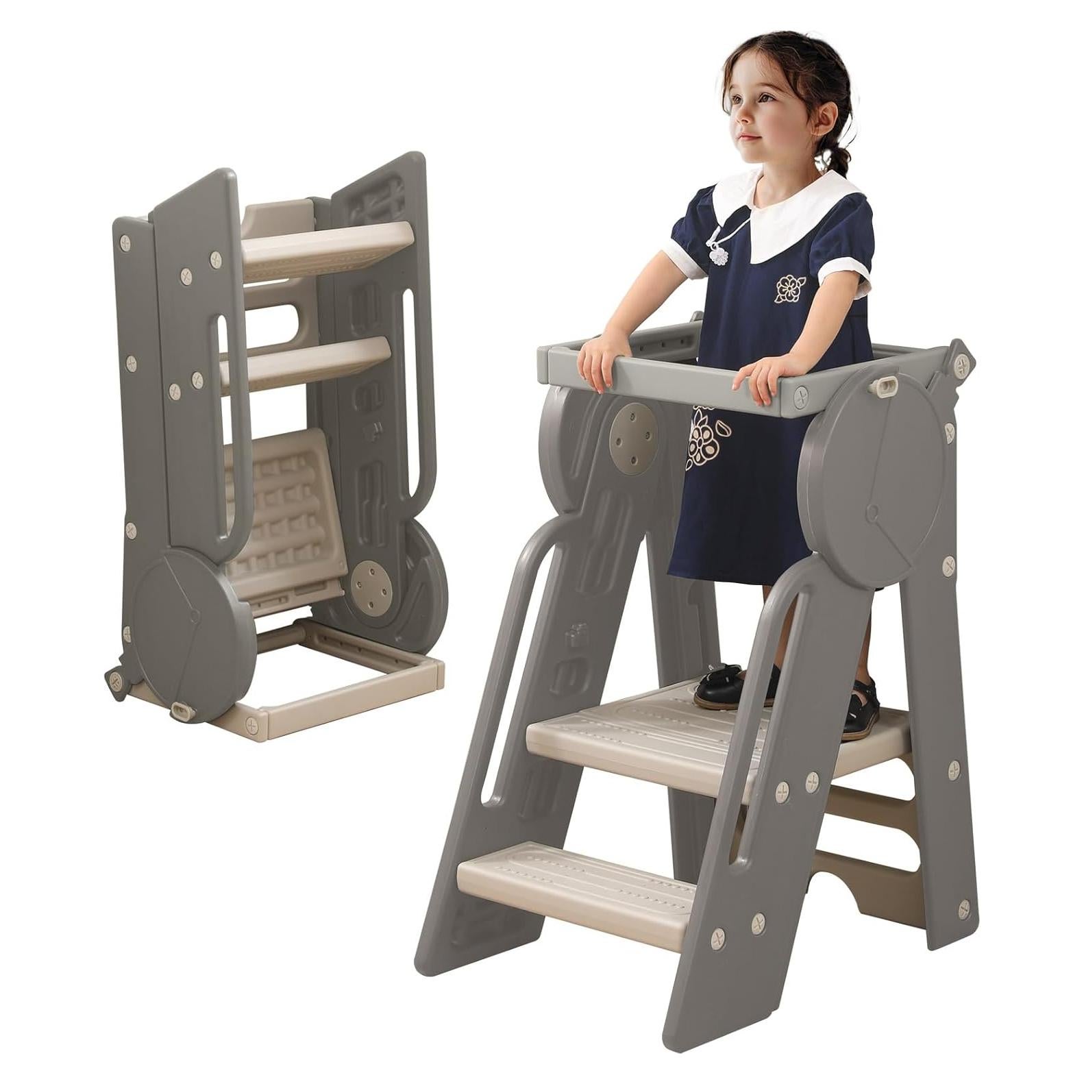 Torre de Aprendizaje UNICOO para Niños - Taburete Cocina Gris Koala