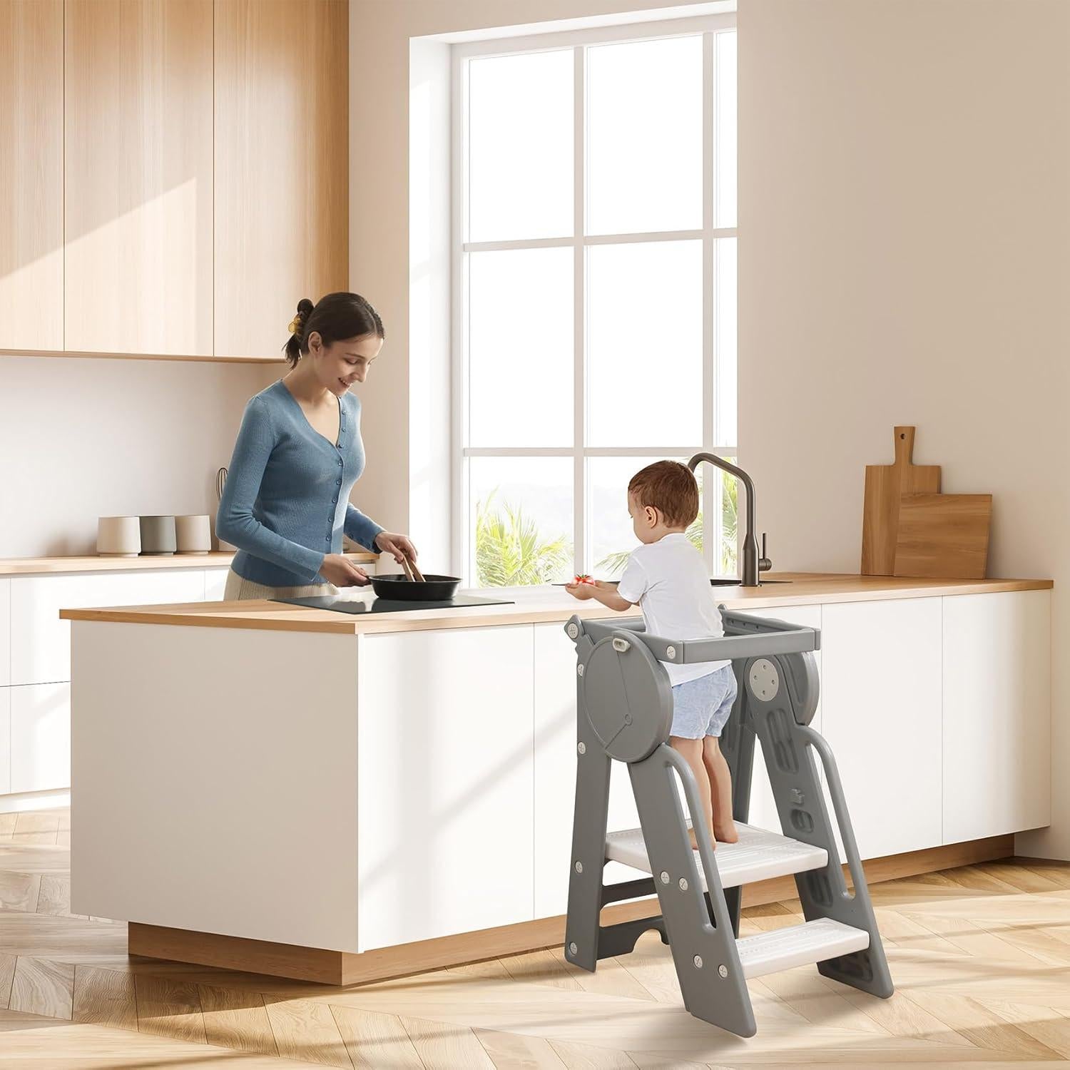 Torre de Aprendizaje UNICOO para Niños - Taburete Cocina Gris Koala