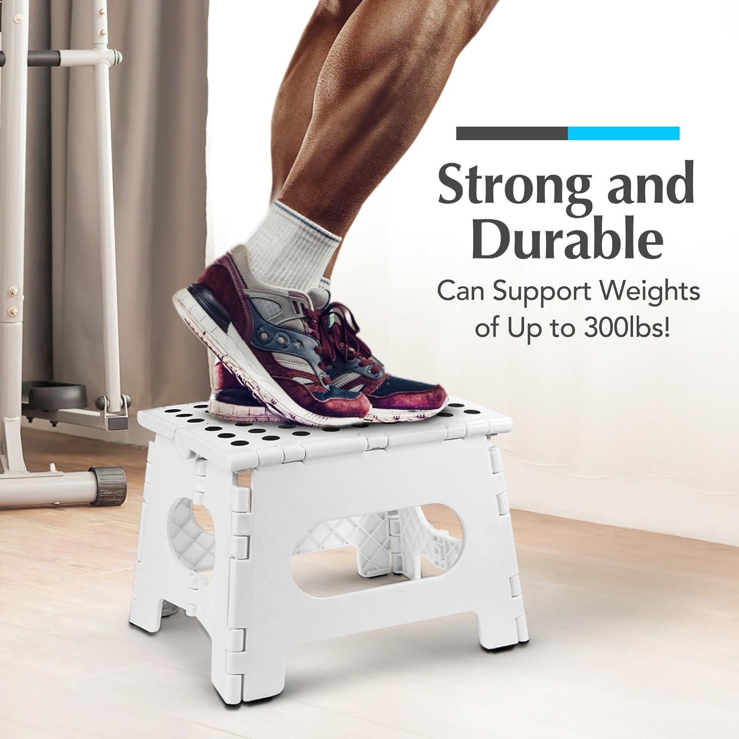 Taburete Plegable Blanco Handy Laundry - 22.86 cm - Resistente 136 kg