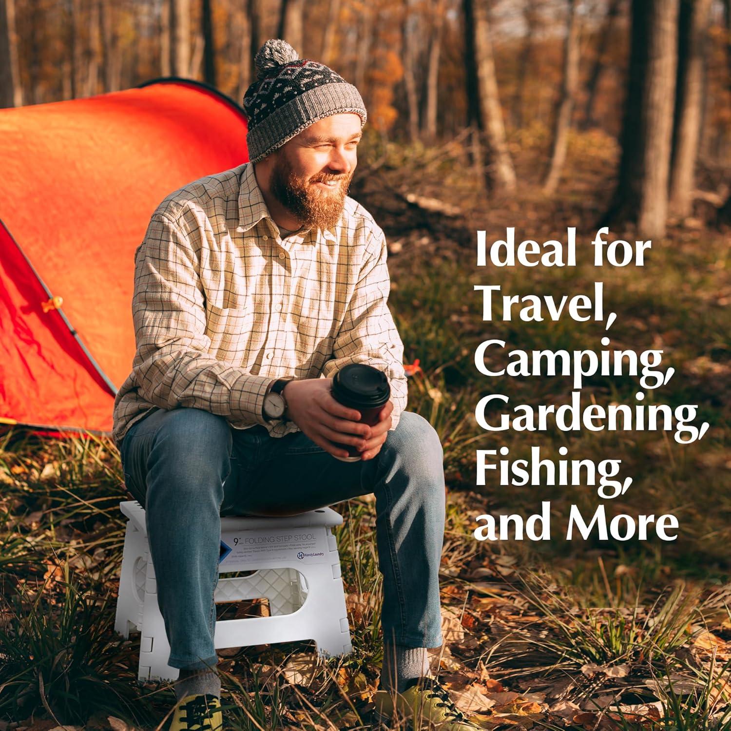 Taburete Plegable Blanco Handy Laundry - 22.86 cm - Resistente 136 kg