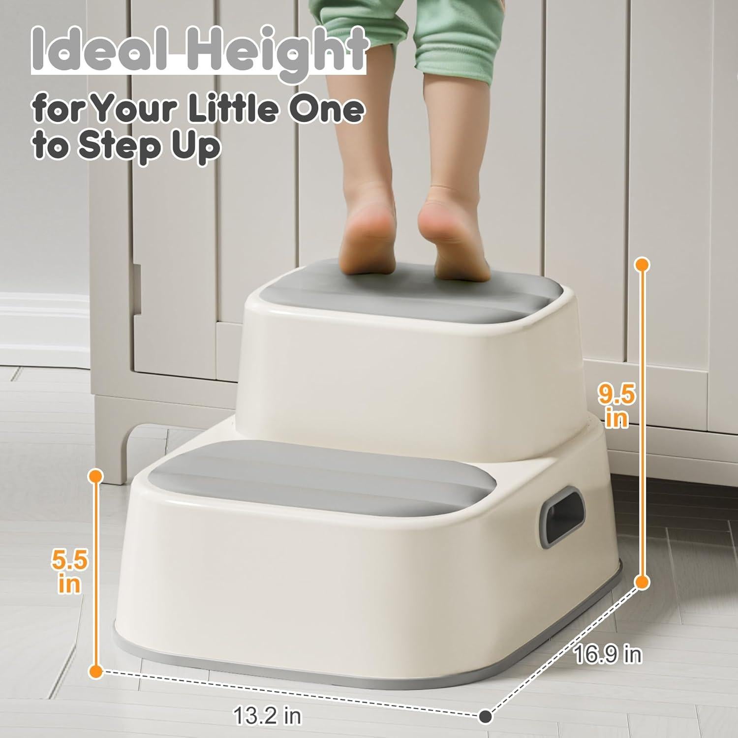 Escalón Antideslizante para Niños AKIMRABY - Gris, 2 Niveles