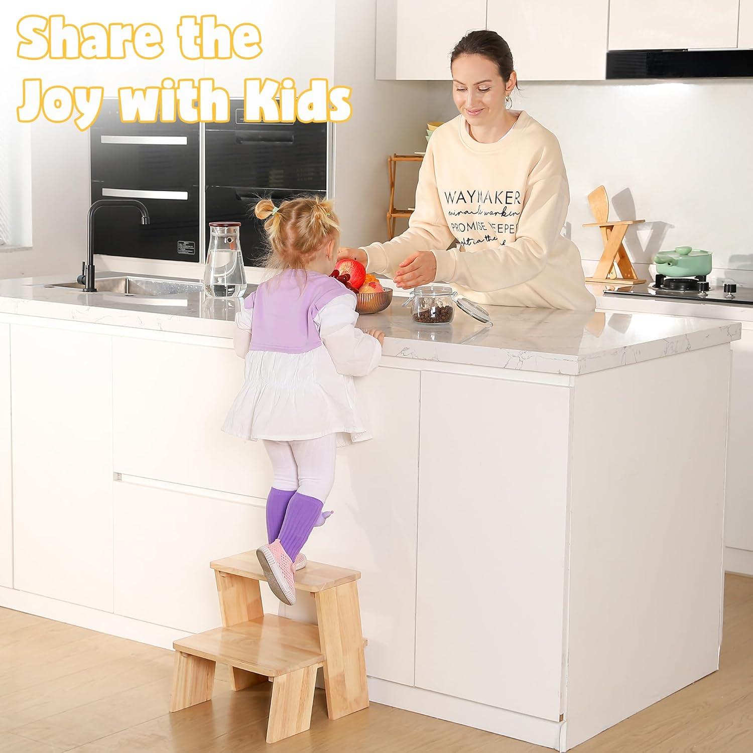 Escalera de Madera para Niños Termanic 2 Escalones Antideslizante