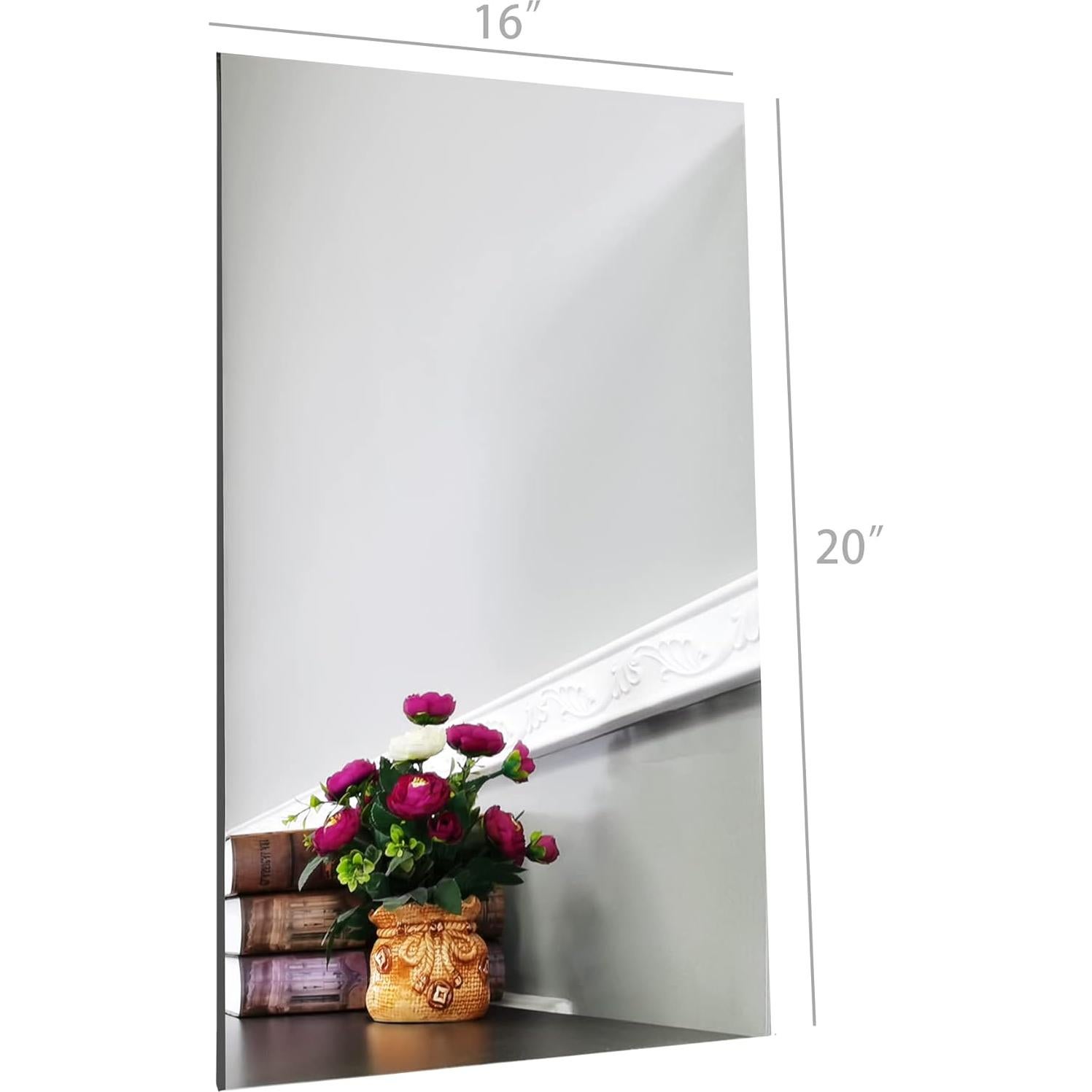 Espejo acrílico rectangular FixtureDisplays 20x16 pulgadas a prueba de roturas