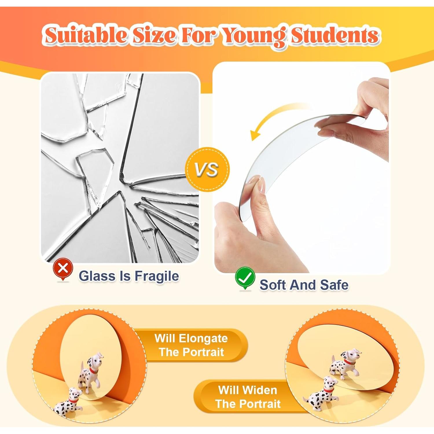 Juego de 10 Espejos Ovalados Dandat 15x10 cm Acrílico A Prueba de Roturas