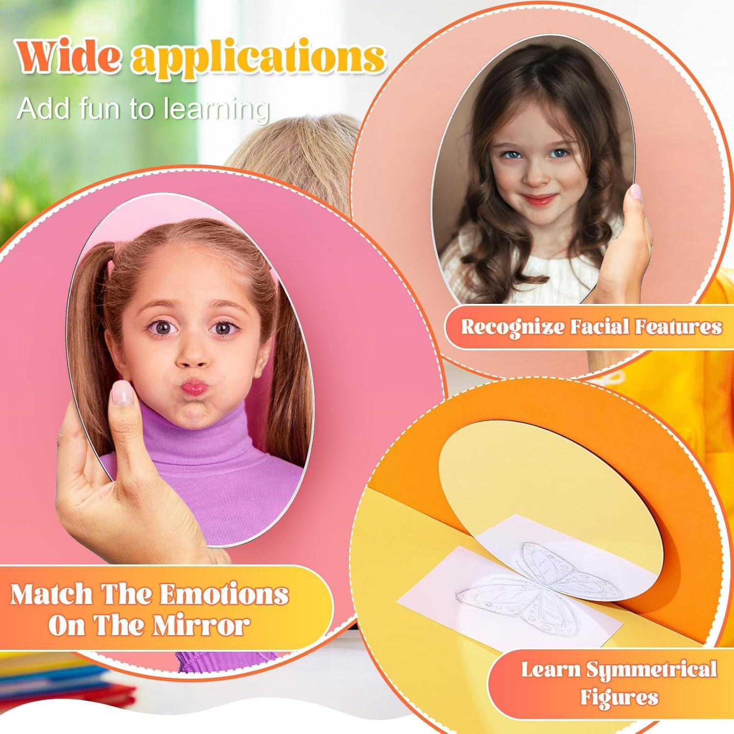 Juego de 10 Espejos Ovalados Dandat 15x10 cm Acrílico A Prueba de Roturas