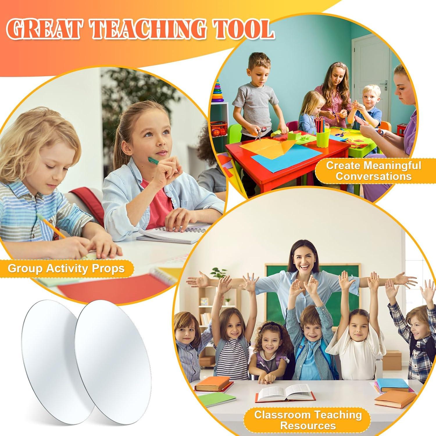 Juego de 10 Espejos Ovalados Dandat 15x10 cm Acrílico A Prueba de Roturas