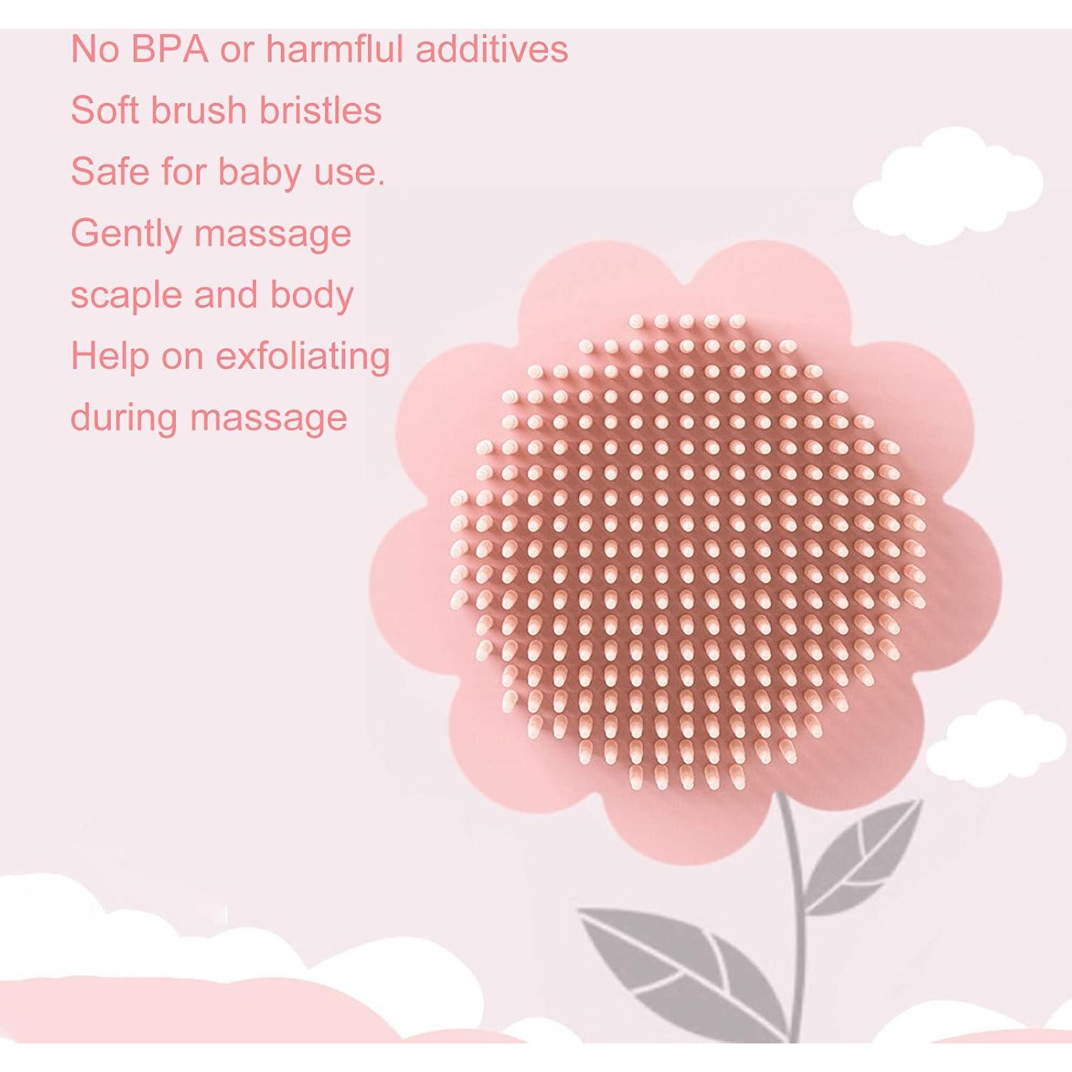 Cepillo de Baño para Bebé FASJ de Silicona Suave Rosa 11cm