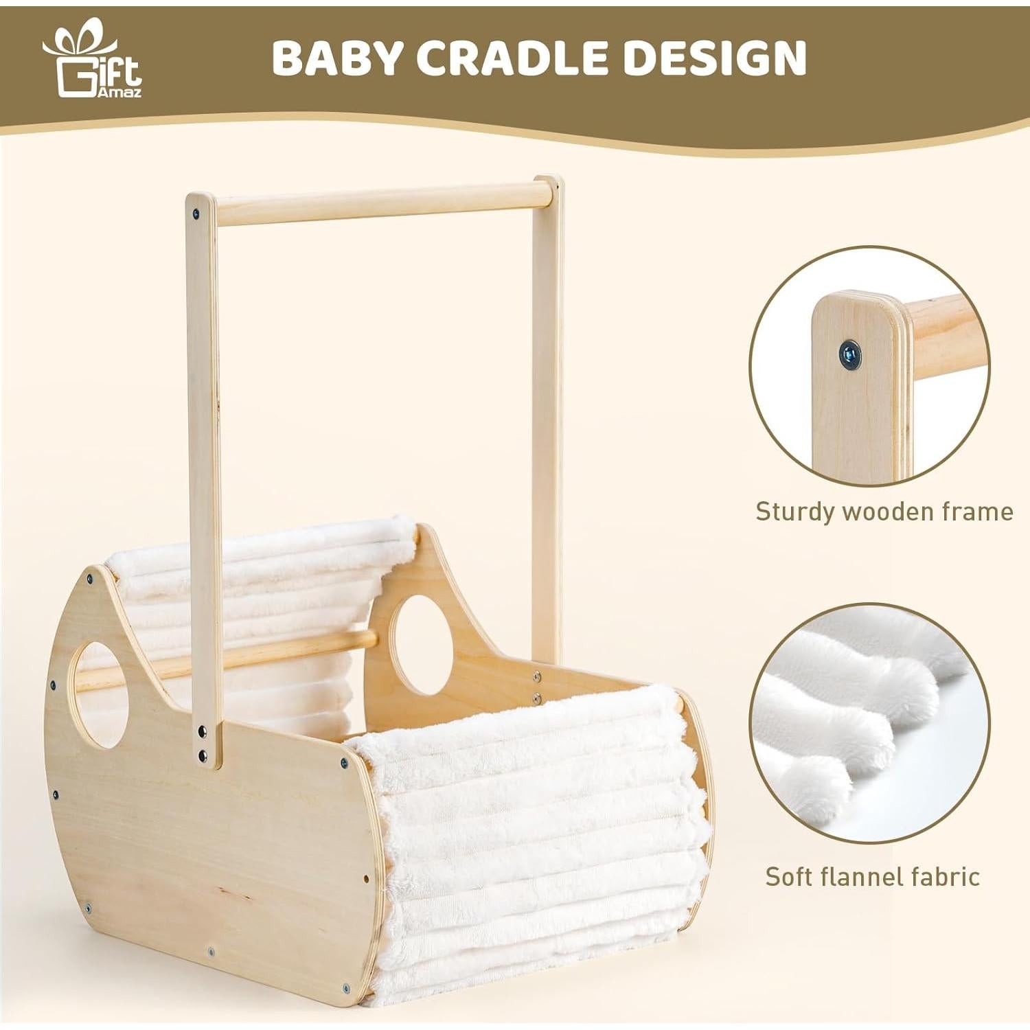 Canasta de Madera para Baby Shower GiftAmaz - Cuna 40.9x31.8x55.9cm
