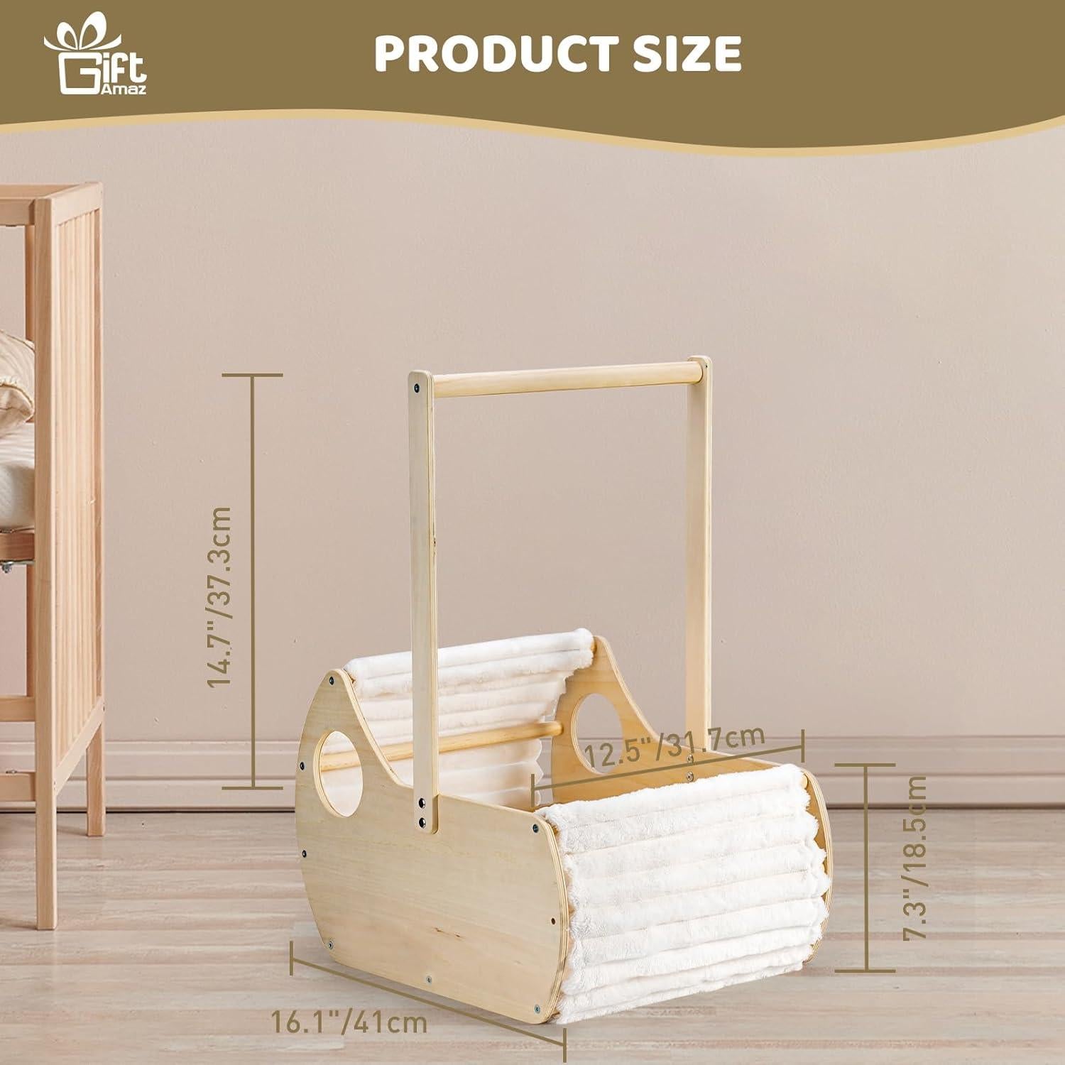 Canasta de Madera para Baby Shower GiftAmaz - Cuna 40.9x31.8x55.9cm