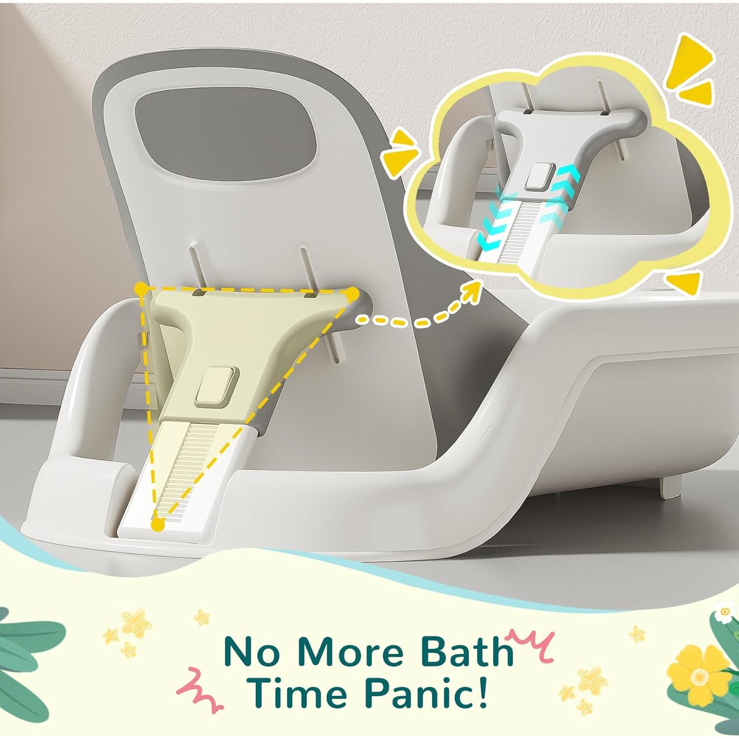 Bañera para Bebés 5 en 1 Gris con Termómetro y Reclinación