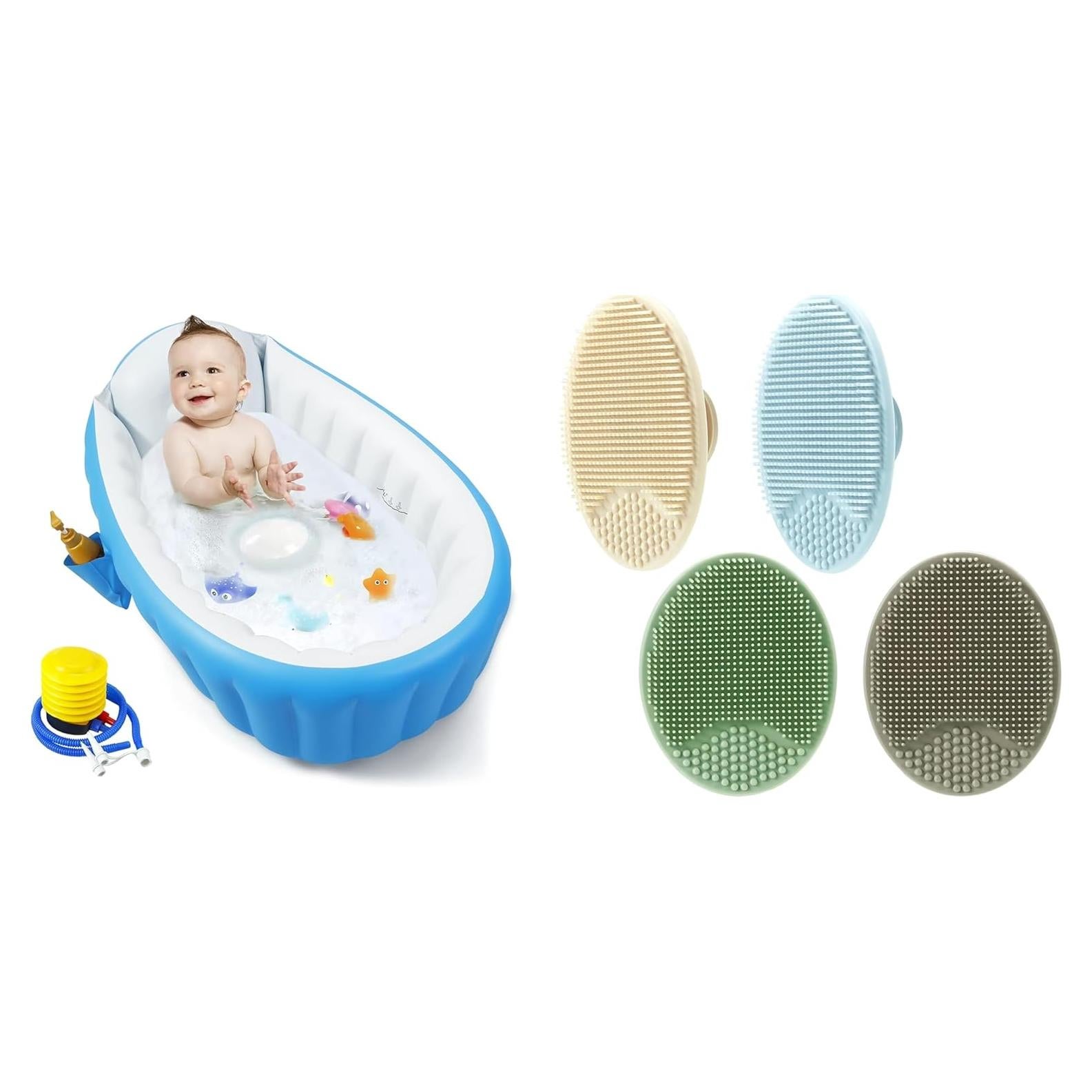 Bañera Inflable para Bebés PandaEar + Cepillo Silicona