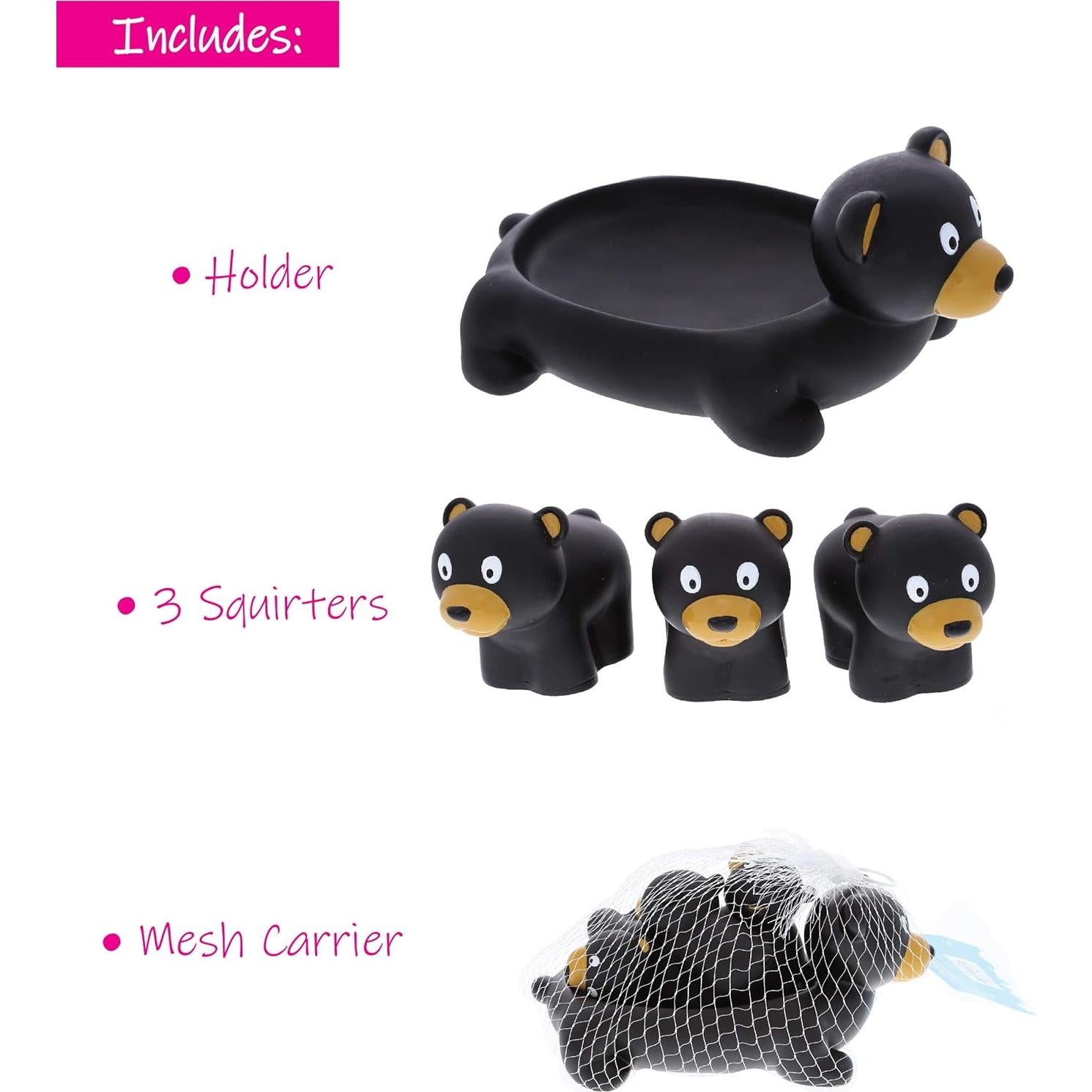 Juguetes de baño de oso negro DolliBu - 4 piezas para niños