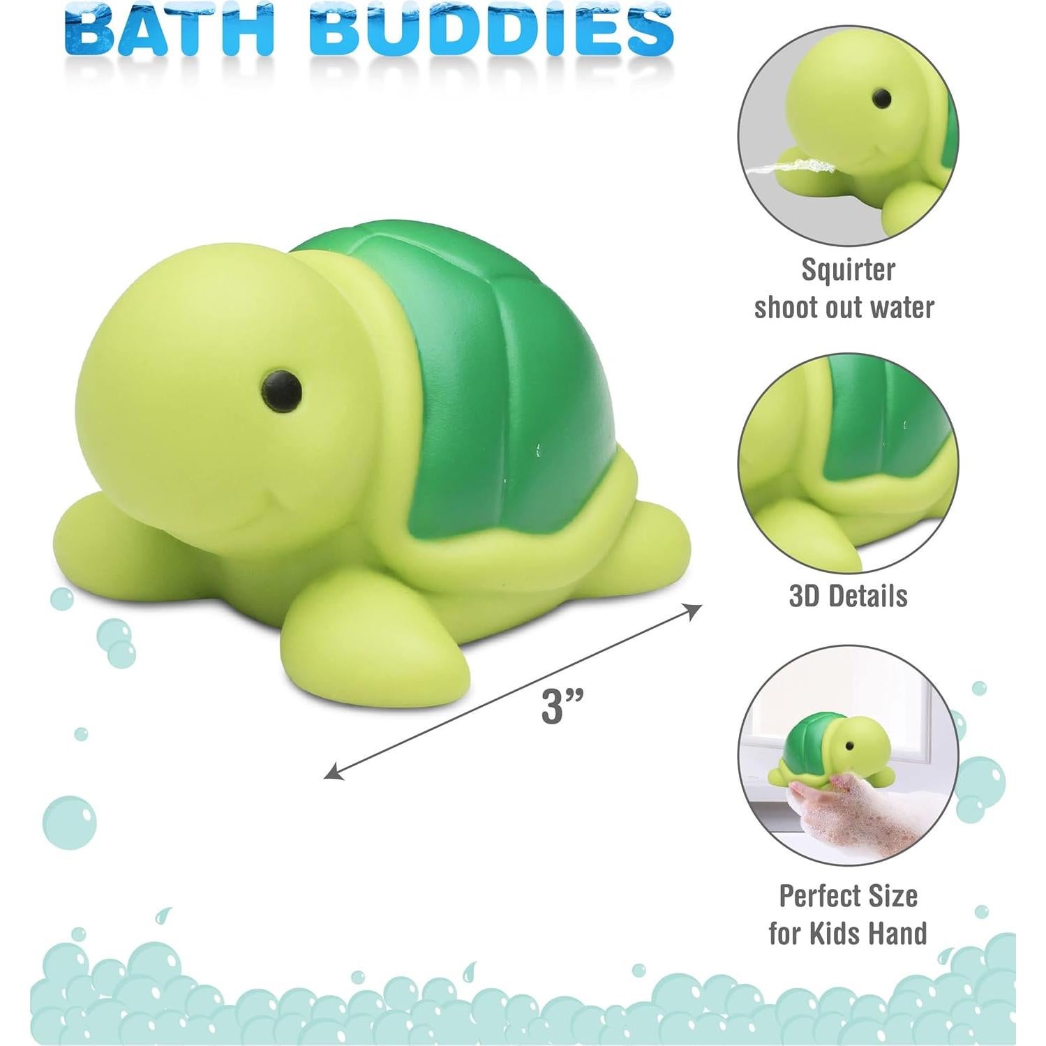 Juguete de Baño Tortuga Marina DolliBu - Flotante Verde 7.62 cm