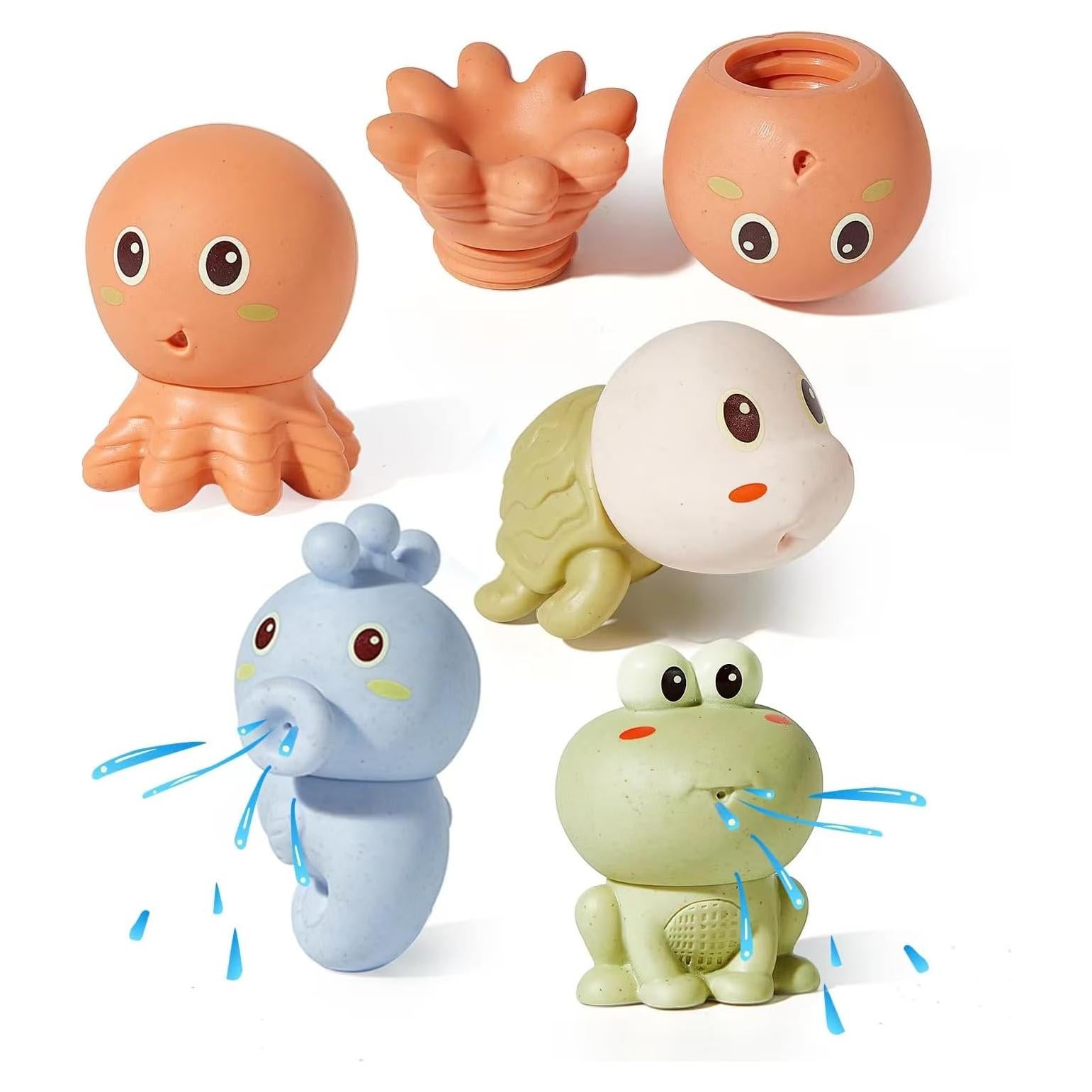 Juguetes de baño para bebés AMCHSURI 4 PCS Animales Marinos