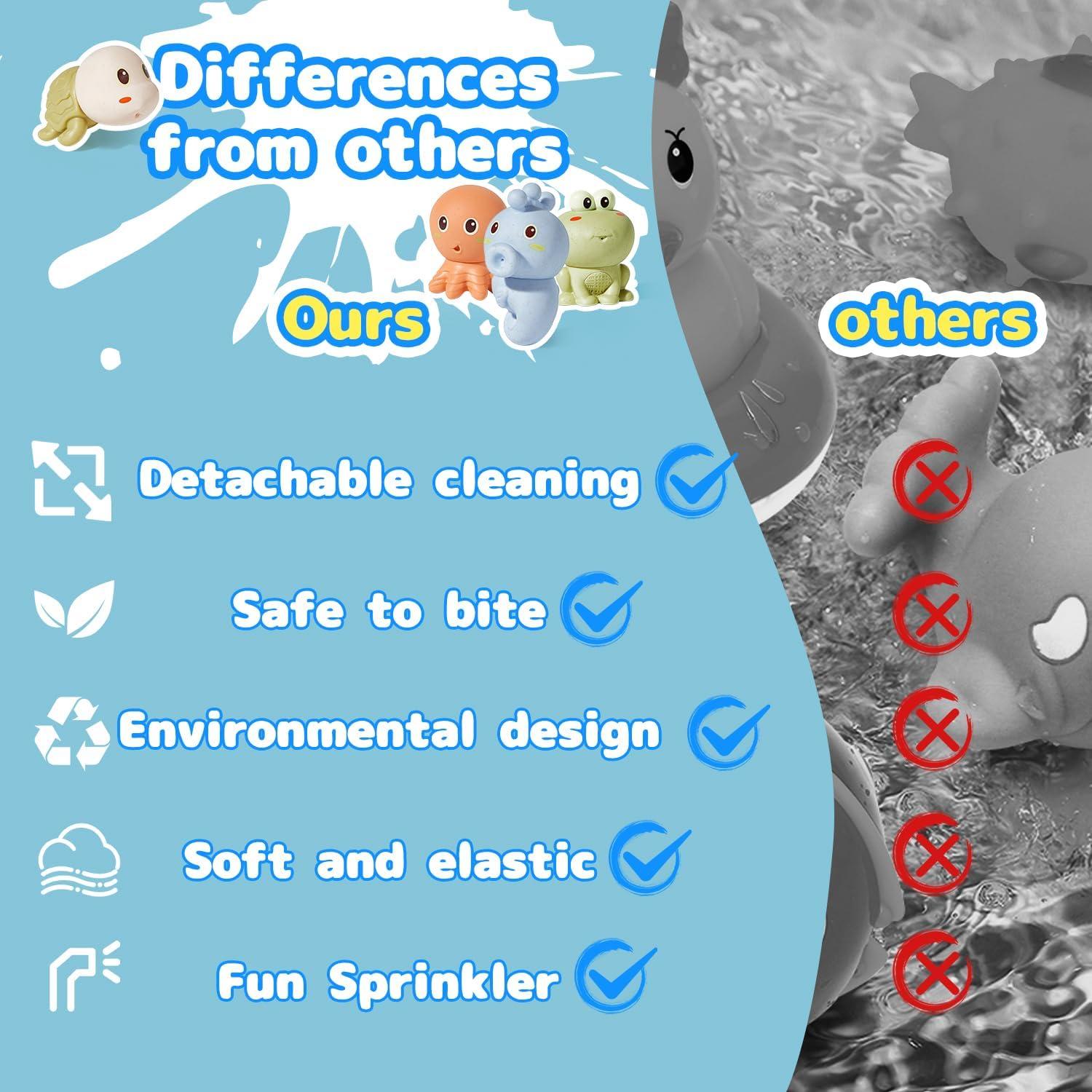 Juguetes de baño para bebés AMCHSURI 4 PCS Animales Marinos