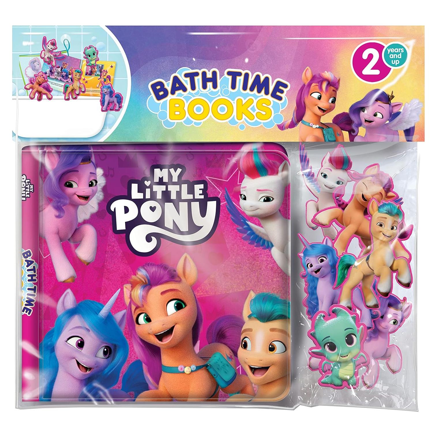 My Little Pony Bath Time Books - Activity Books for kids, Bath book, 6 Padded suction cups, 1 Mesh bag