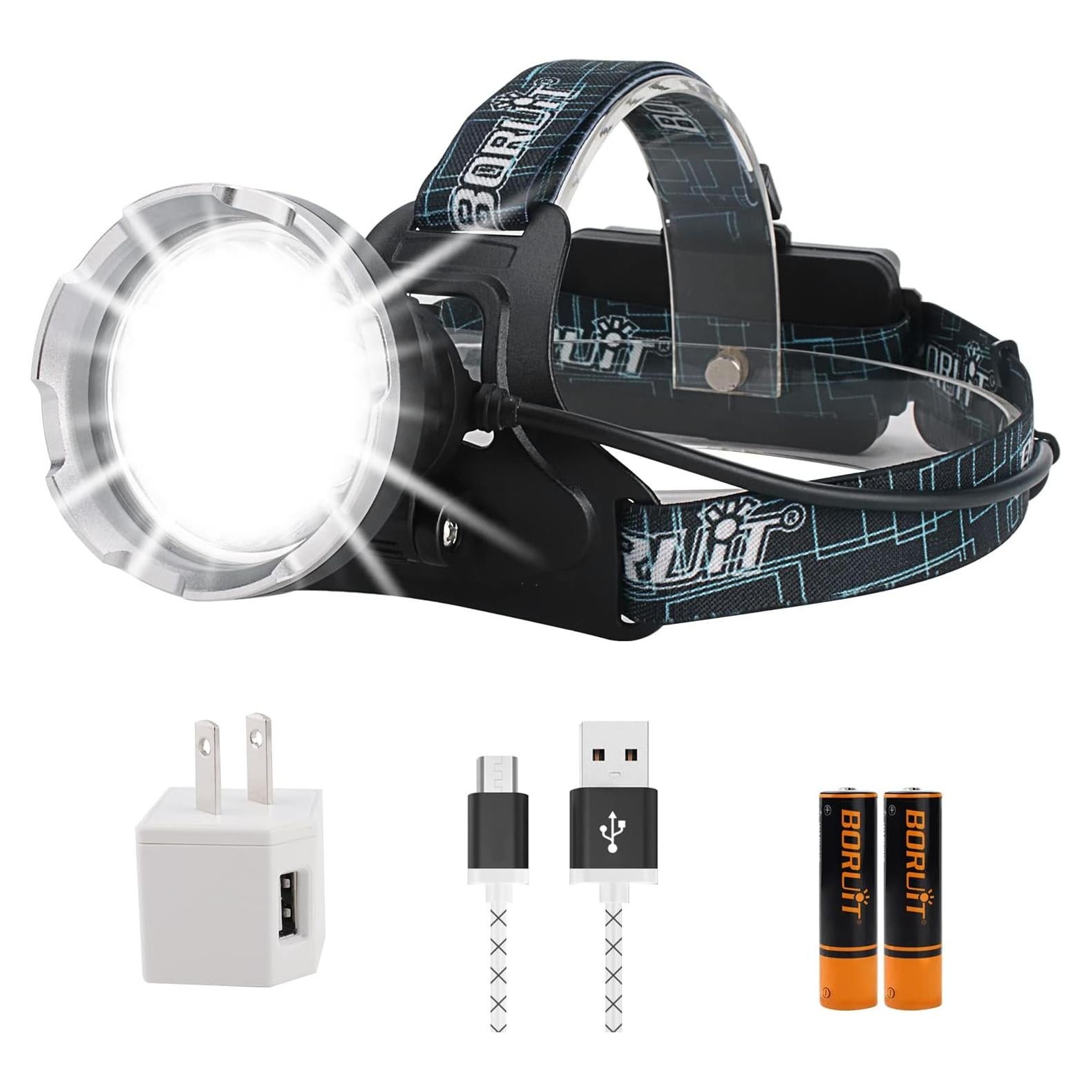 Linterna Frontal BORUIT B10 100000 Lúmenes Recargable LED