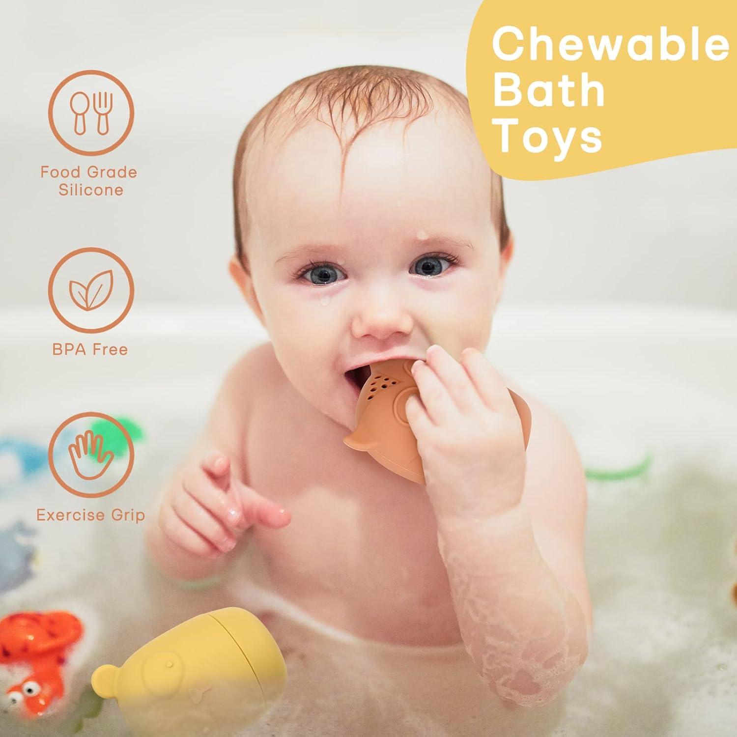 Juguetes de Baño de Silicona AULEGE para Bebés 6-36 Meses