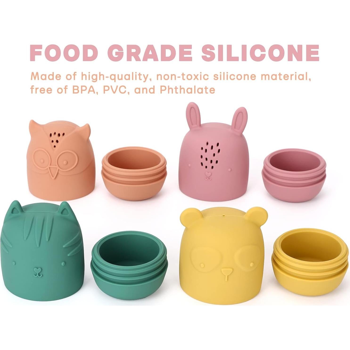 Juguetes de Baño de Silicona AULEGE para Bebés 6-36 Meses