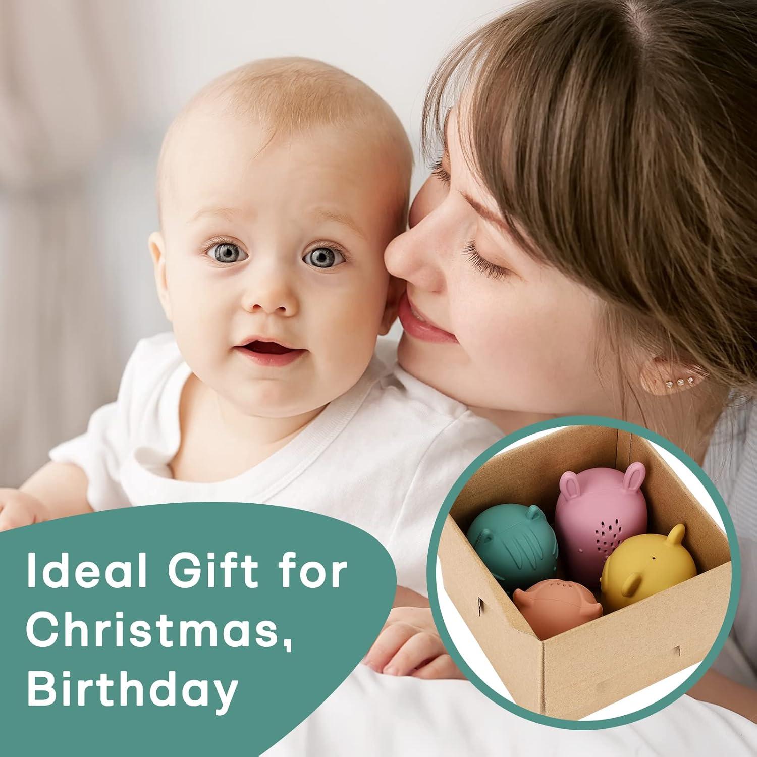 Juguetes de Baño de Silicona AULEGE para Bebés 6-36 Meses